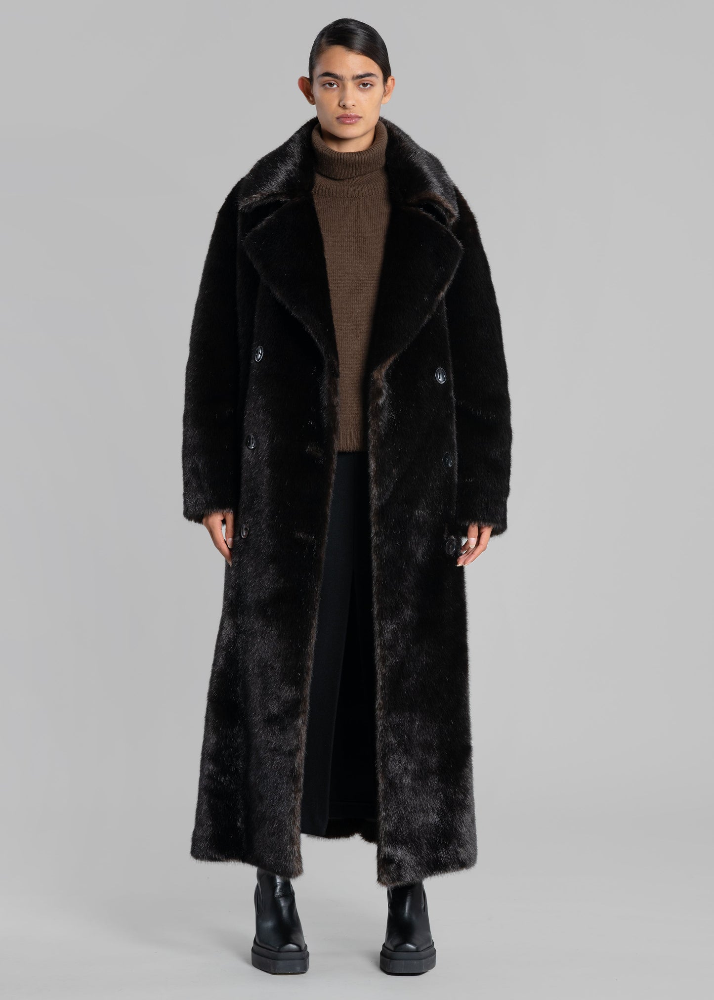 Joni Faux Fur Coat - Dark Espresso