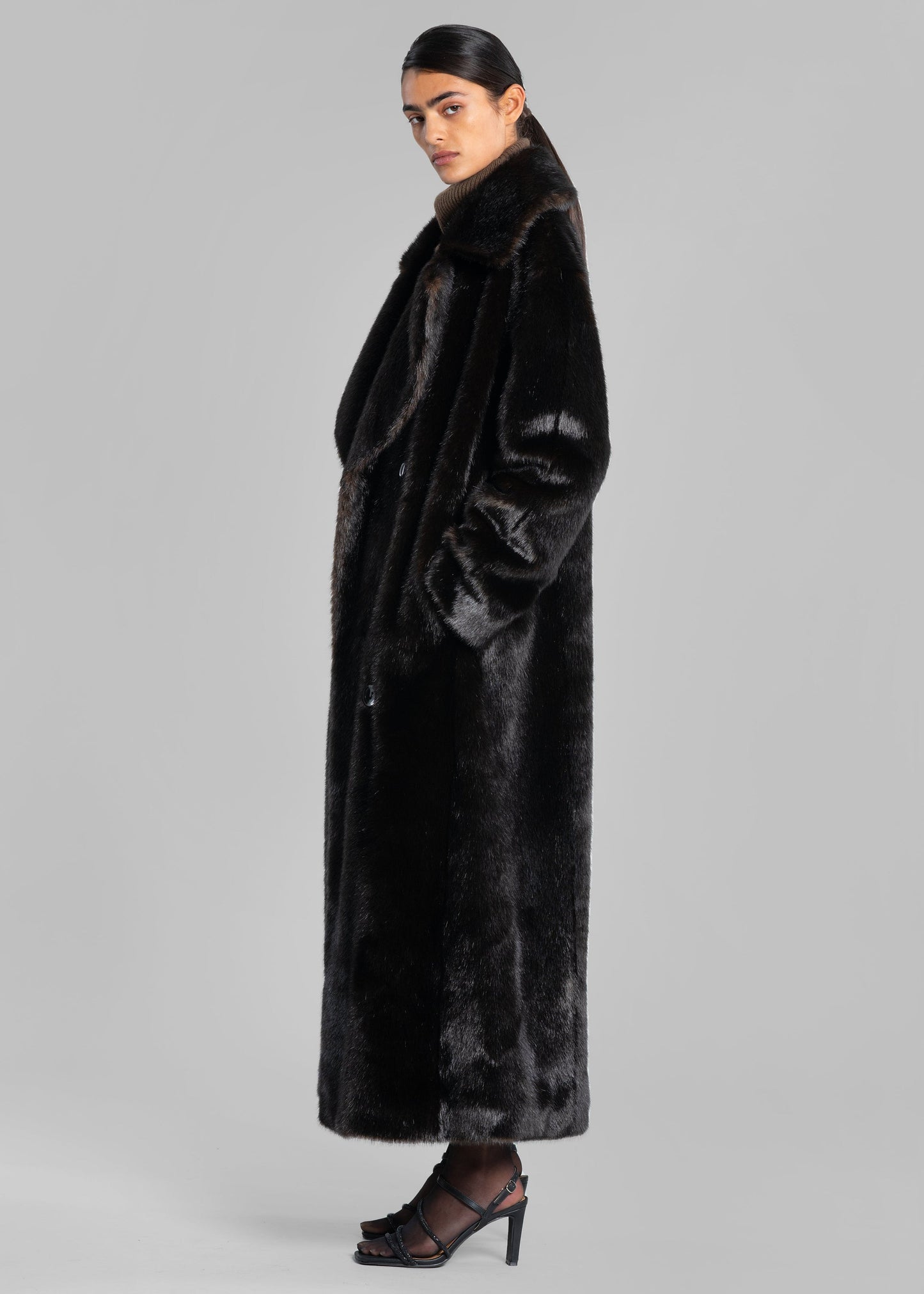 Joni Faux Fur Coat - Dark Espresso