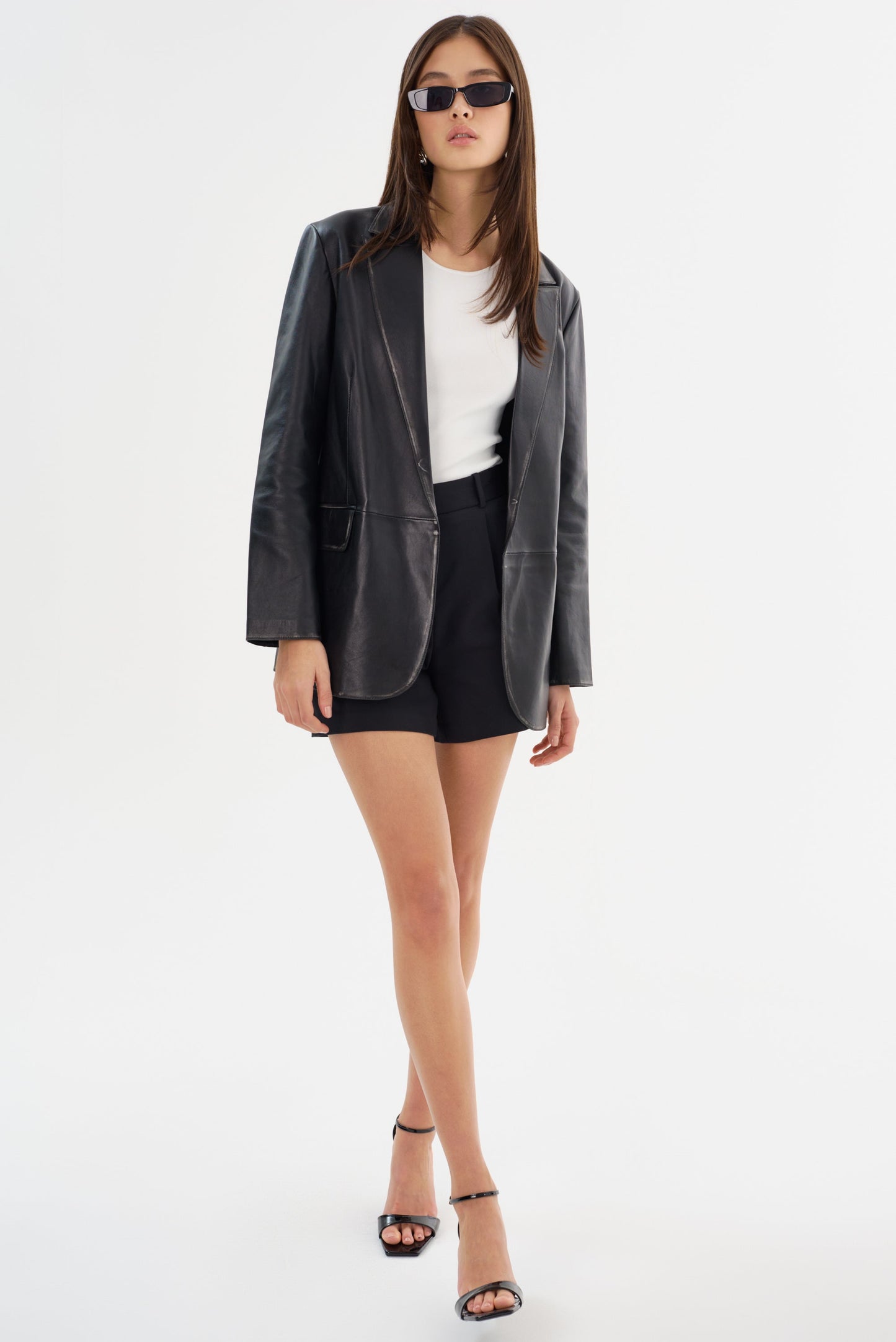 KARRIN | Distressed Leather Blazer