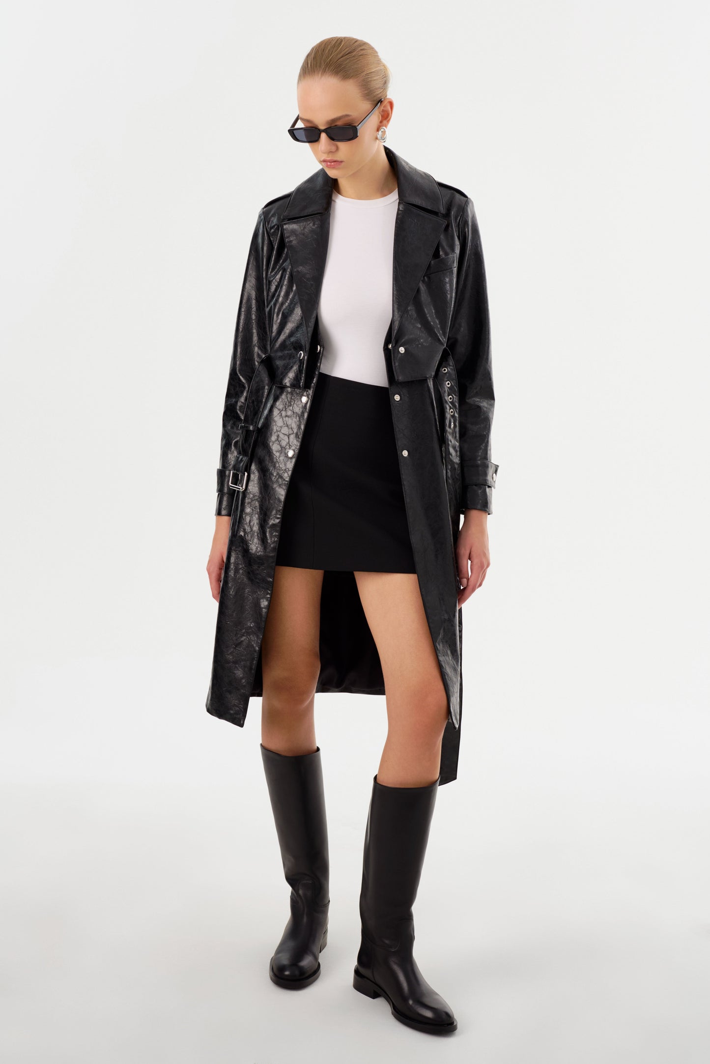 KATIJA | Convertible Faux Leather Trench