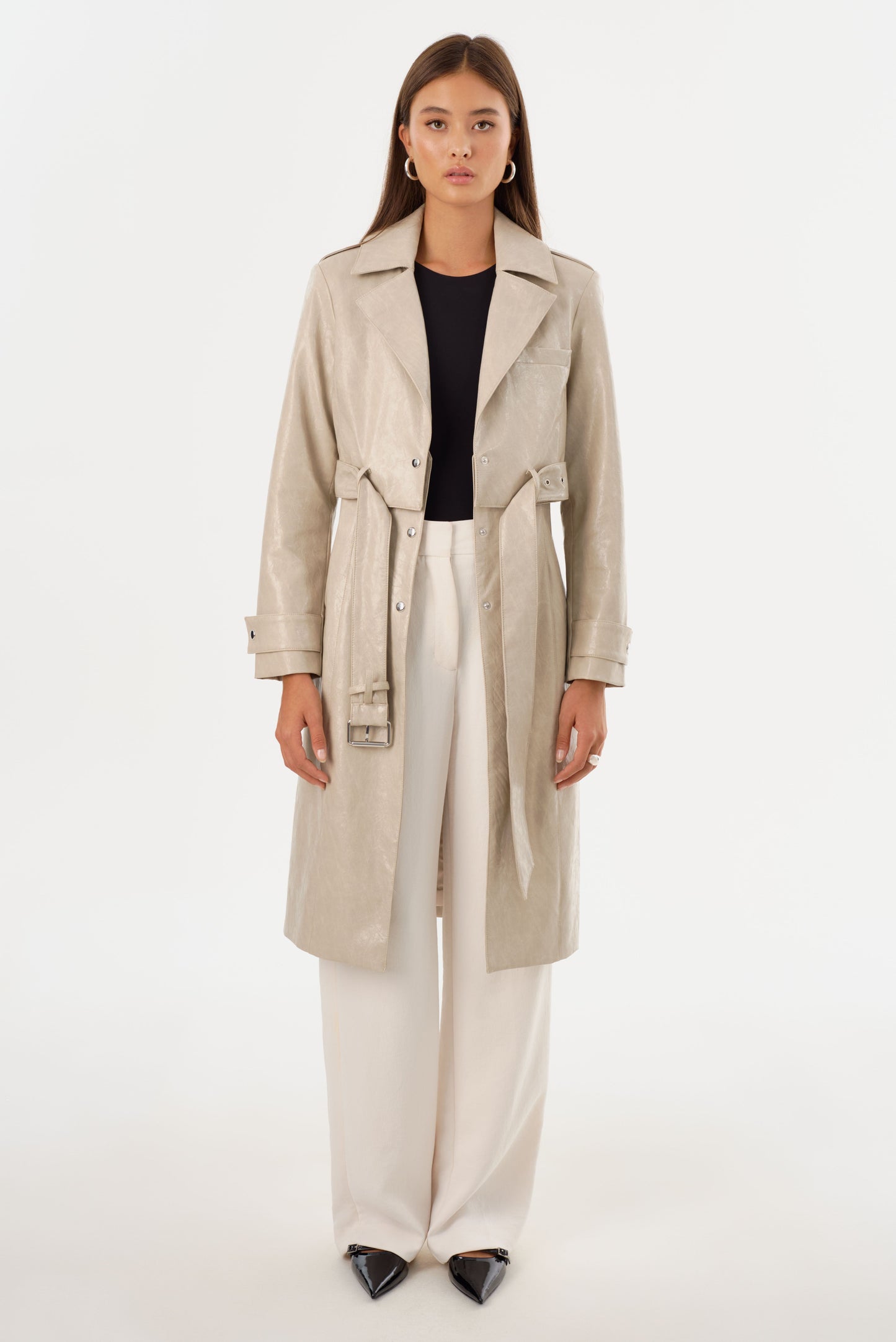 KATIJA | Convertible Faux Leather Trench