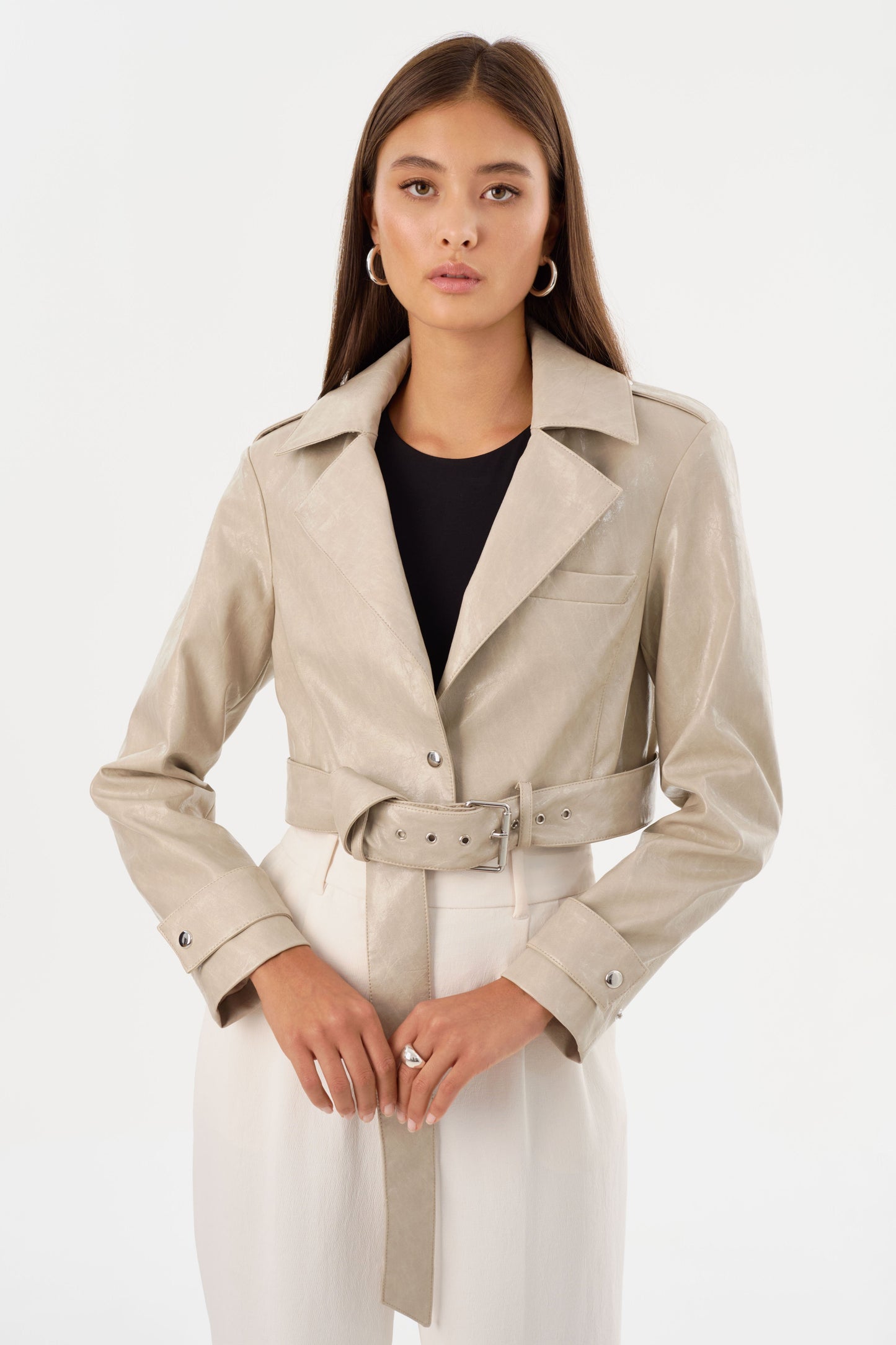 KATIJA | Convertible Faux Leather Trench