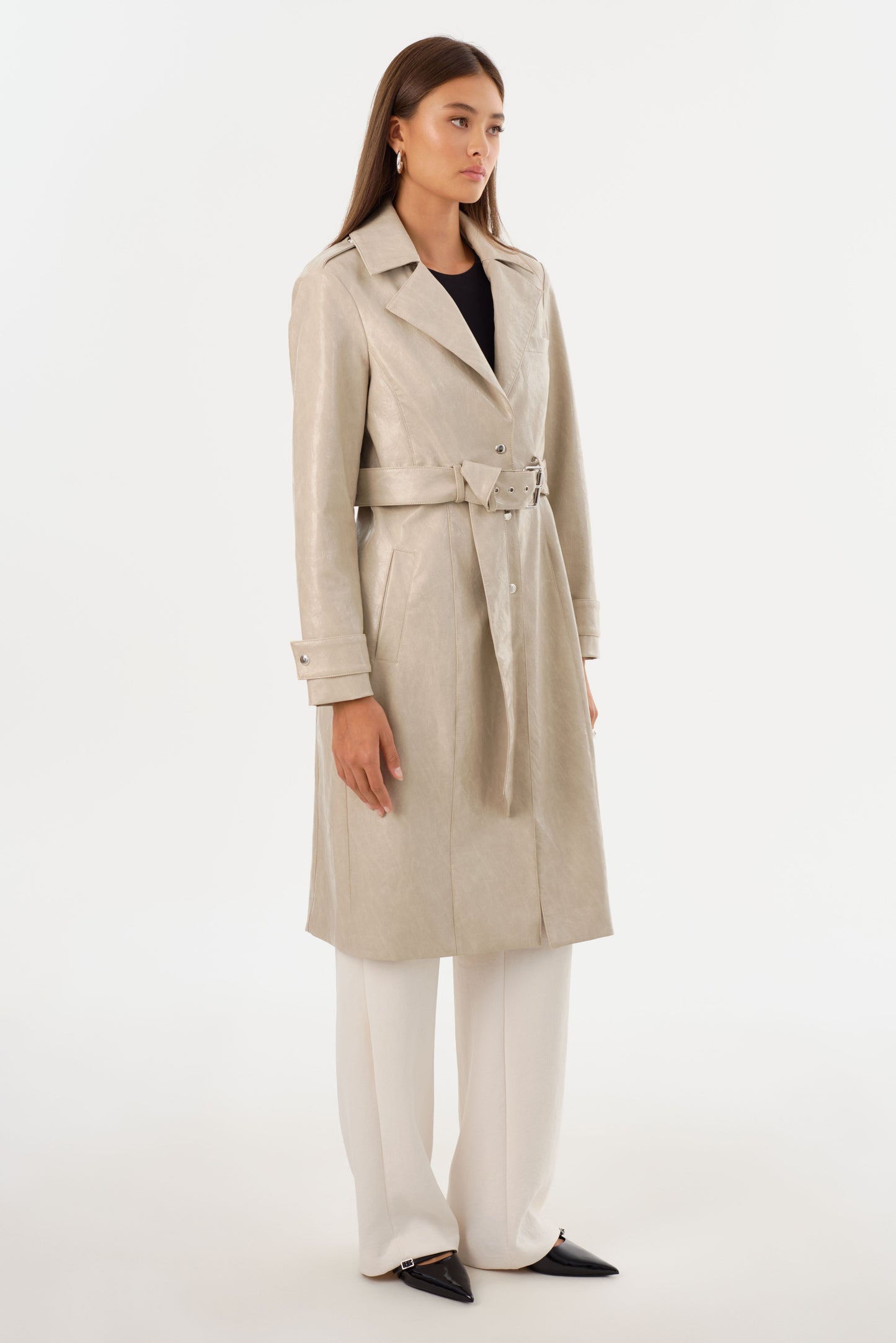 KATIJA | Convertible Faux Leather Trench