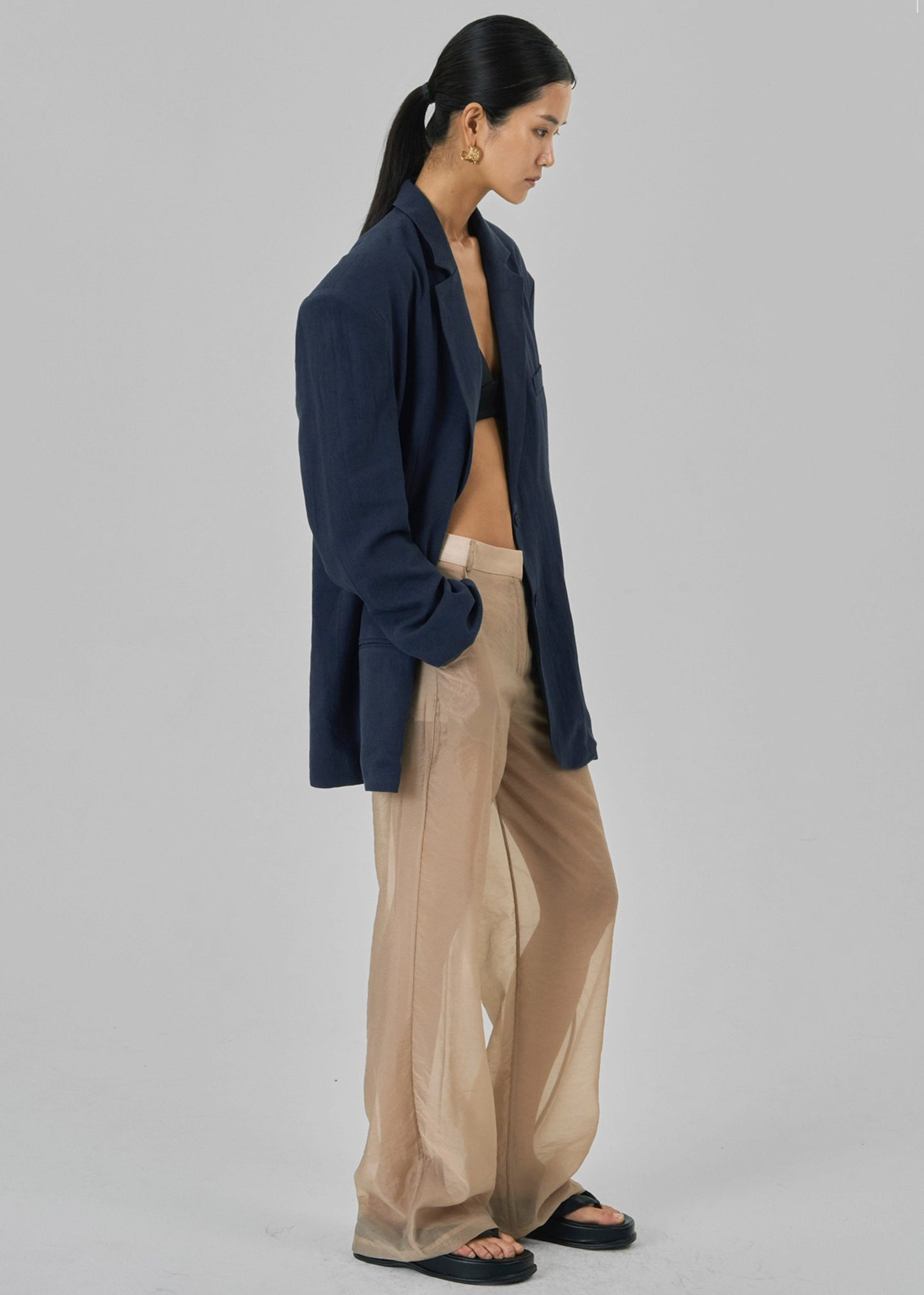 Keenan Linen Oversized Blazer - Navy