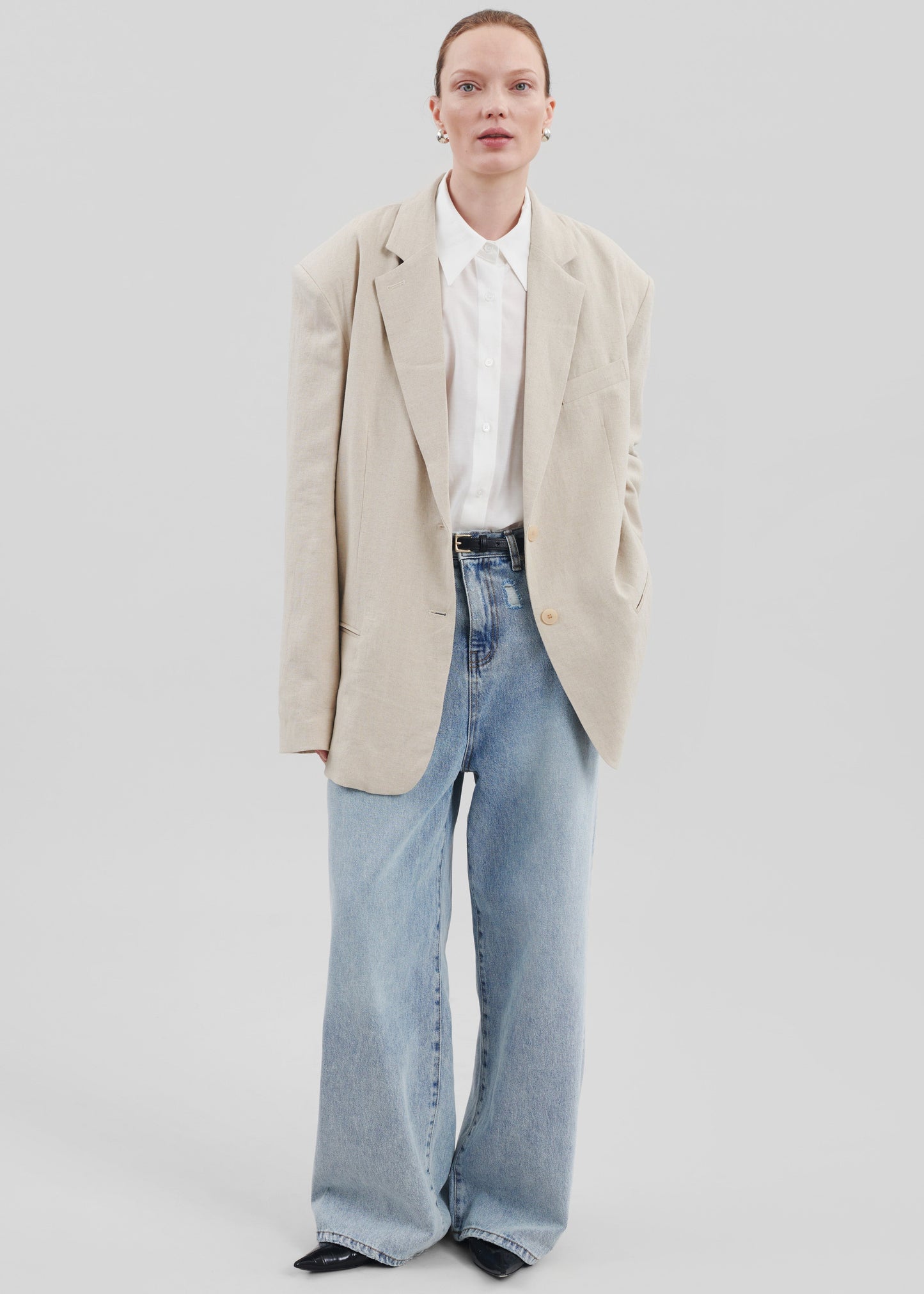 Keenan Linen Oversized Blazer - Sand