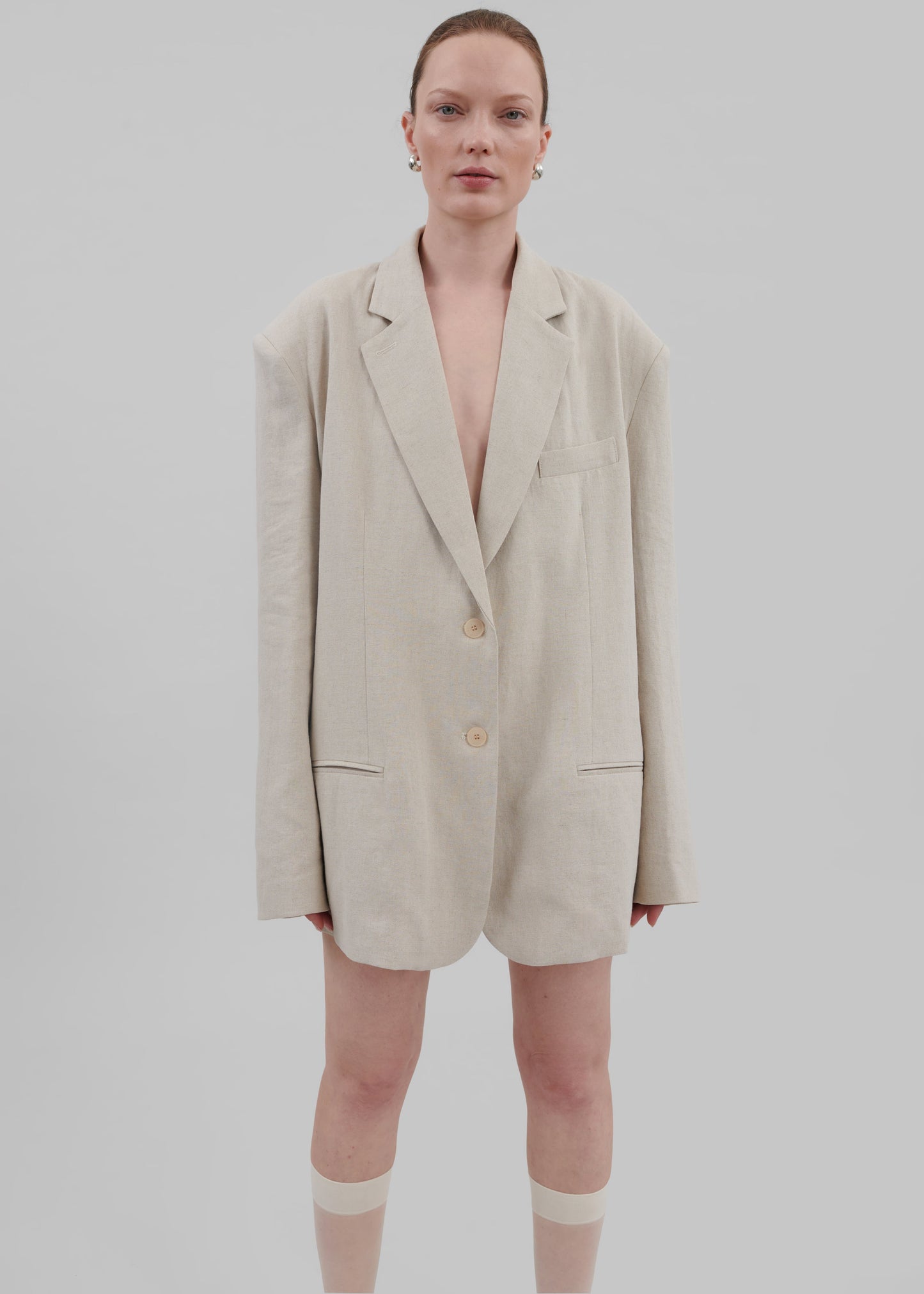 Keenan Linen Oversized Blazer - Sand