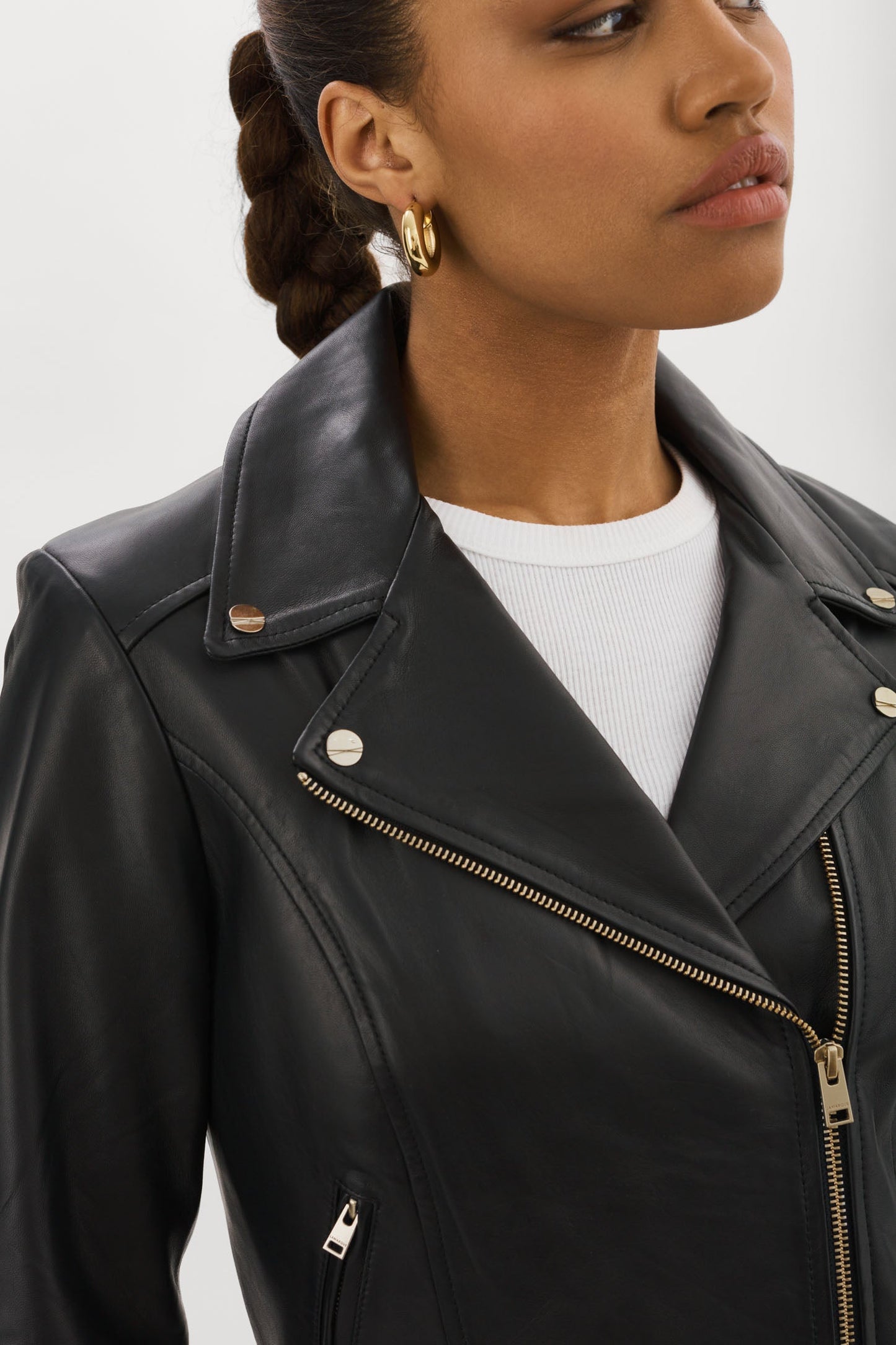 KELSEY GOLD | Leather Biker Jacket