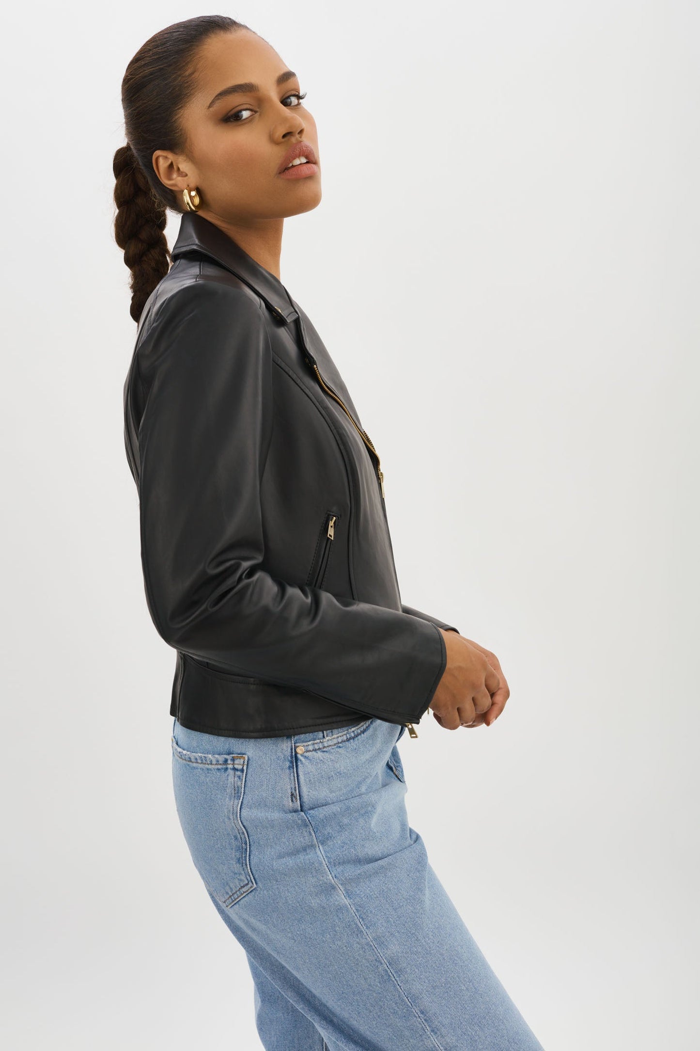 KELSEY GOLD | Leather Biker Jacket