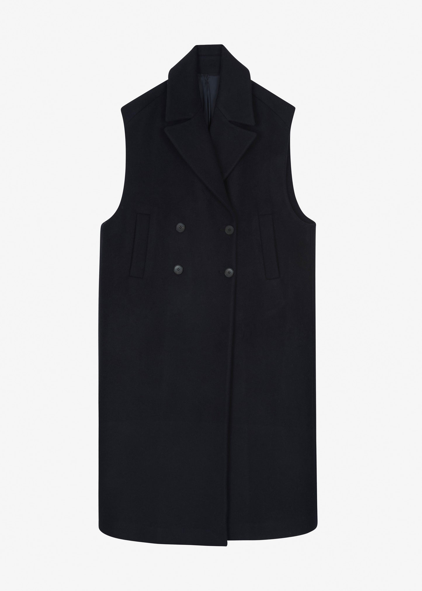 Kesti Sleeveless Long Coat - Dark Navy