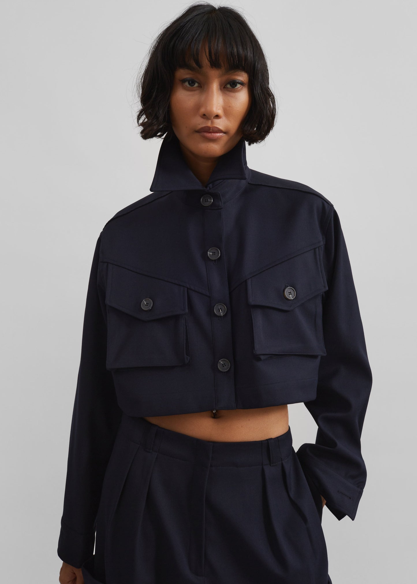 Kiora Cropped Jacket - Navy