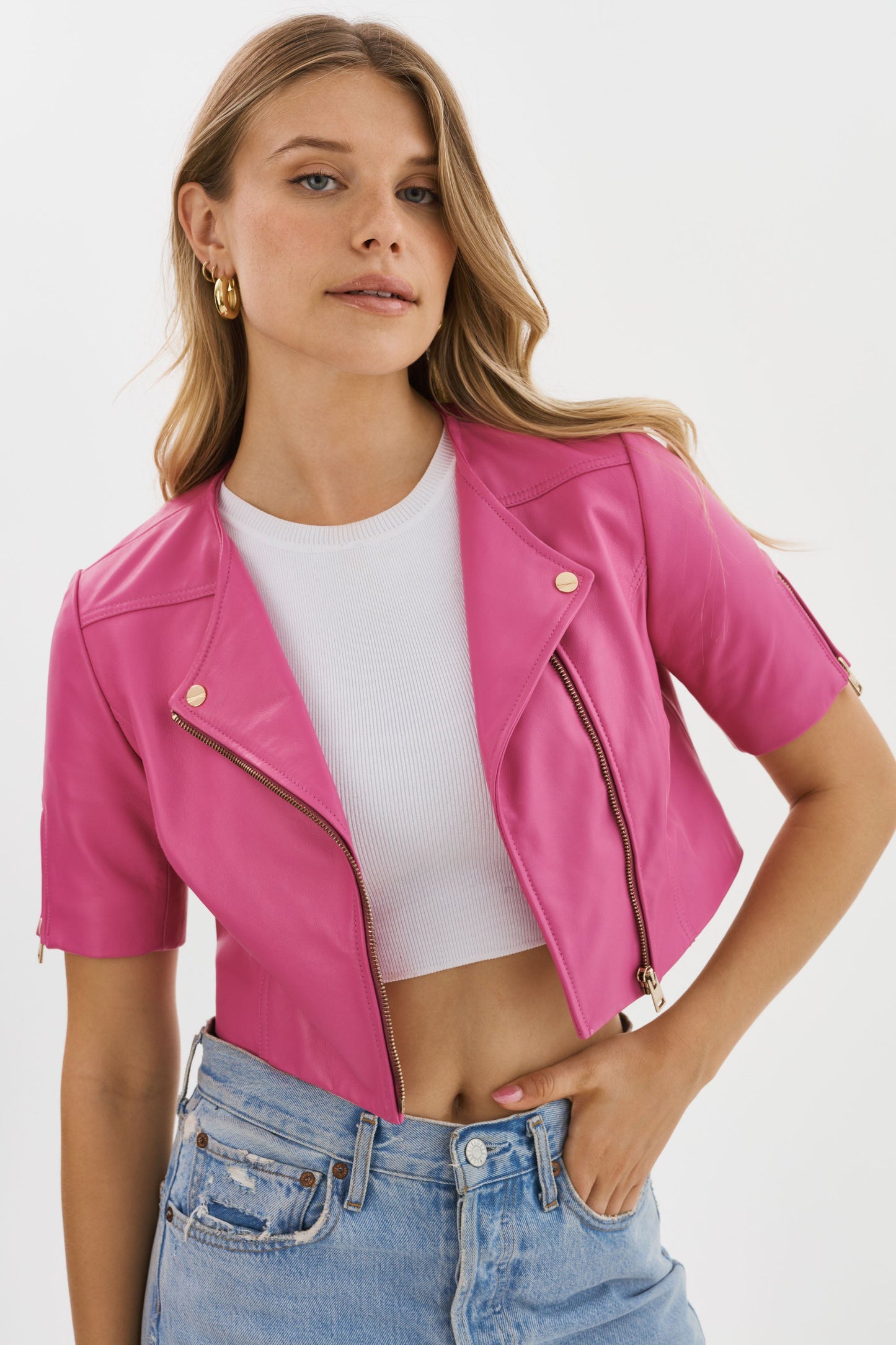 KIRSI GOLD | Cropped Biker Jacket