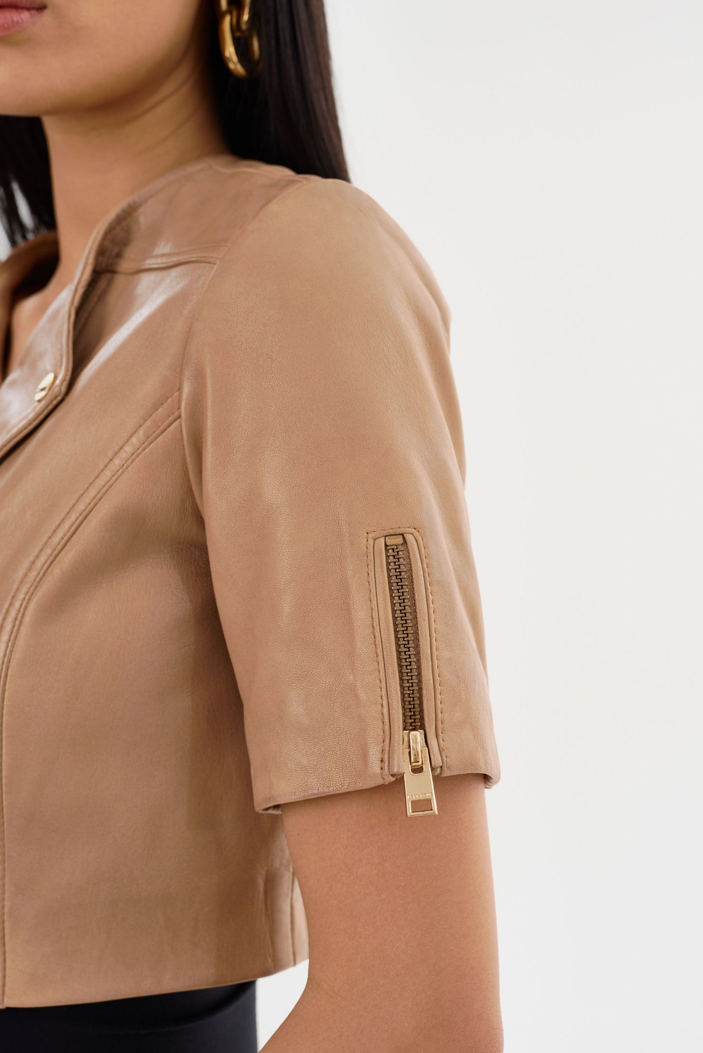 KIRSI GOLD | Cropped Biker Jacket