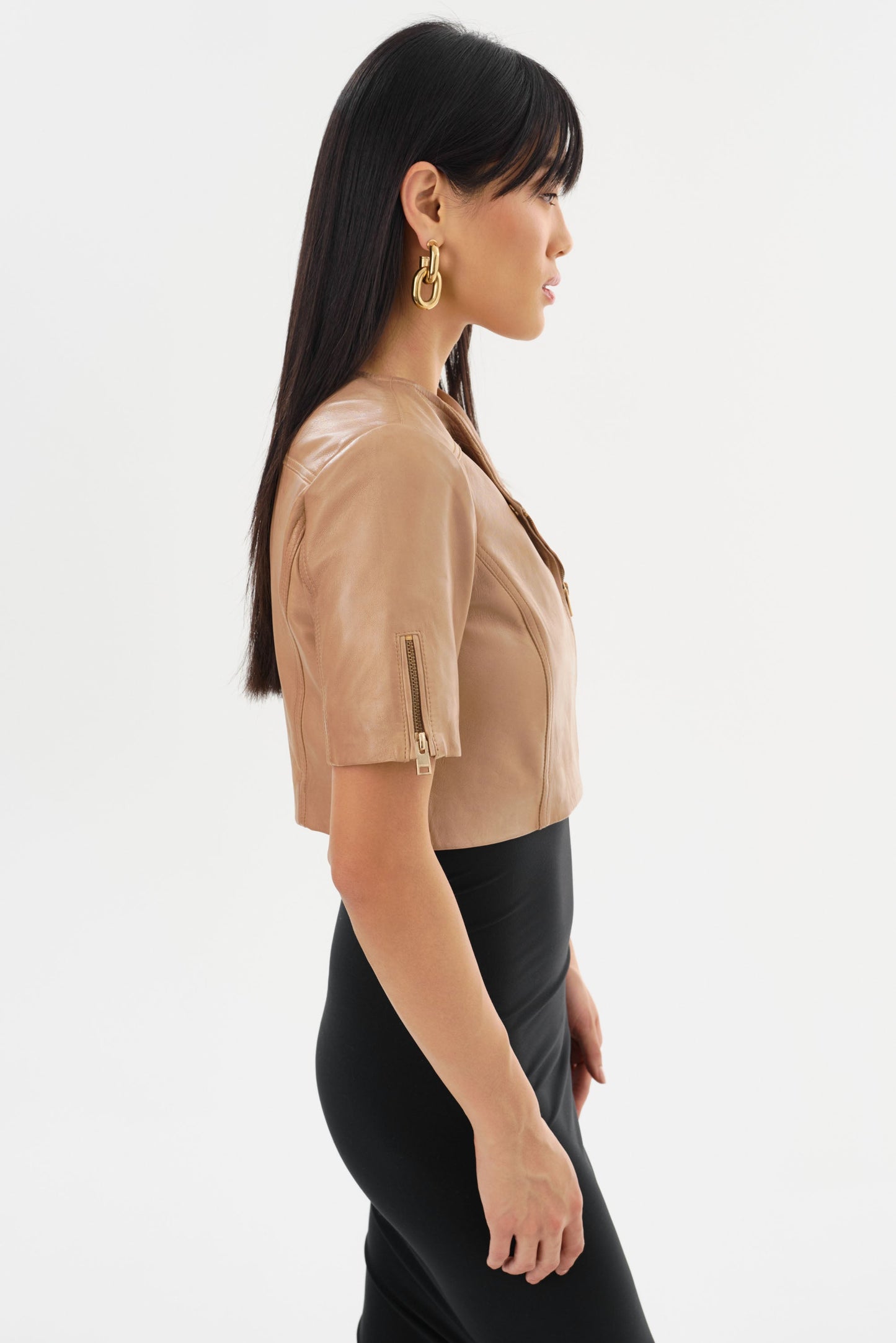 KIRSI GOLD | Cropped Biker Jacket