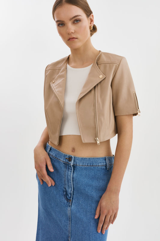 KIRSI GOLD | Cropped Biker Jacket