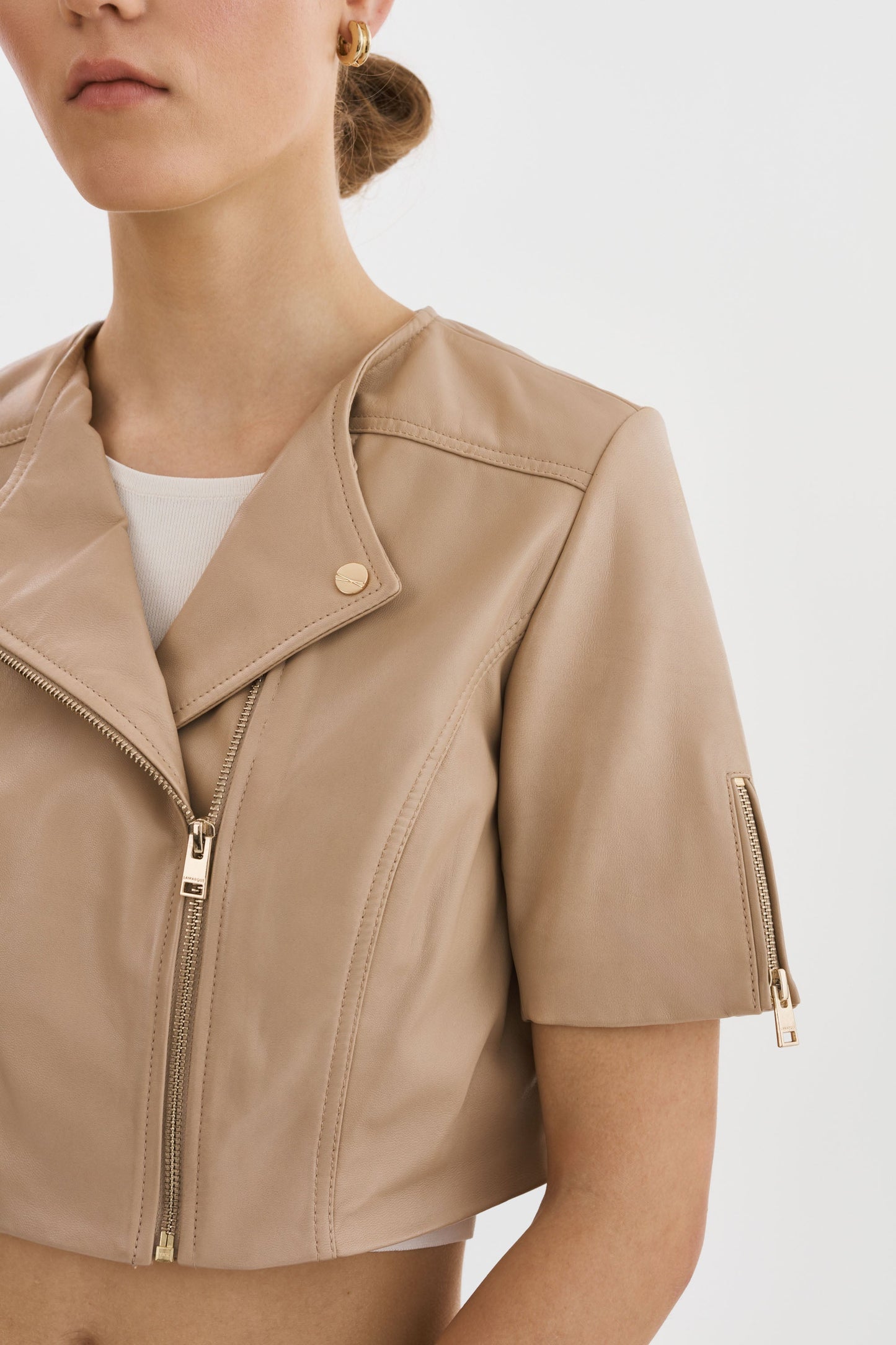 KIRSI GOLD | Cropped Biker Jacket