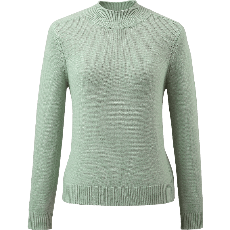 100% Wool All-Match Mock Neck Sweater