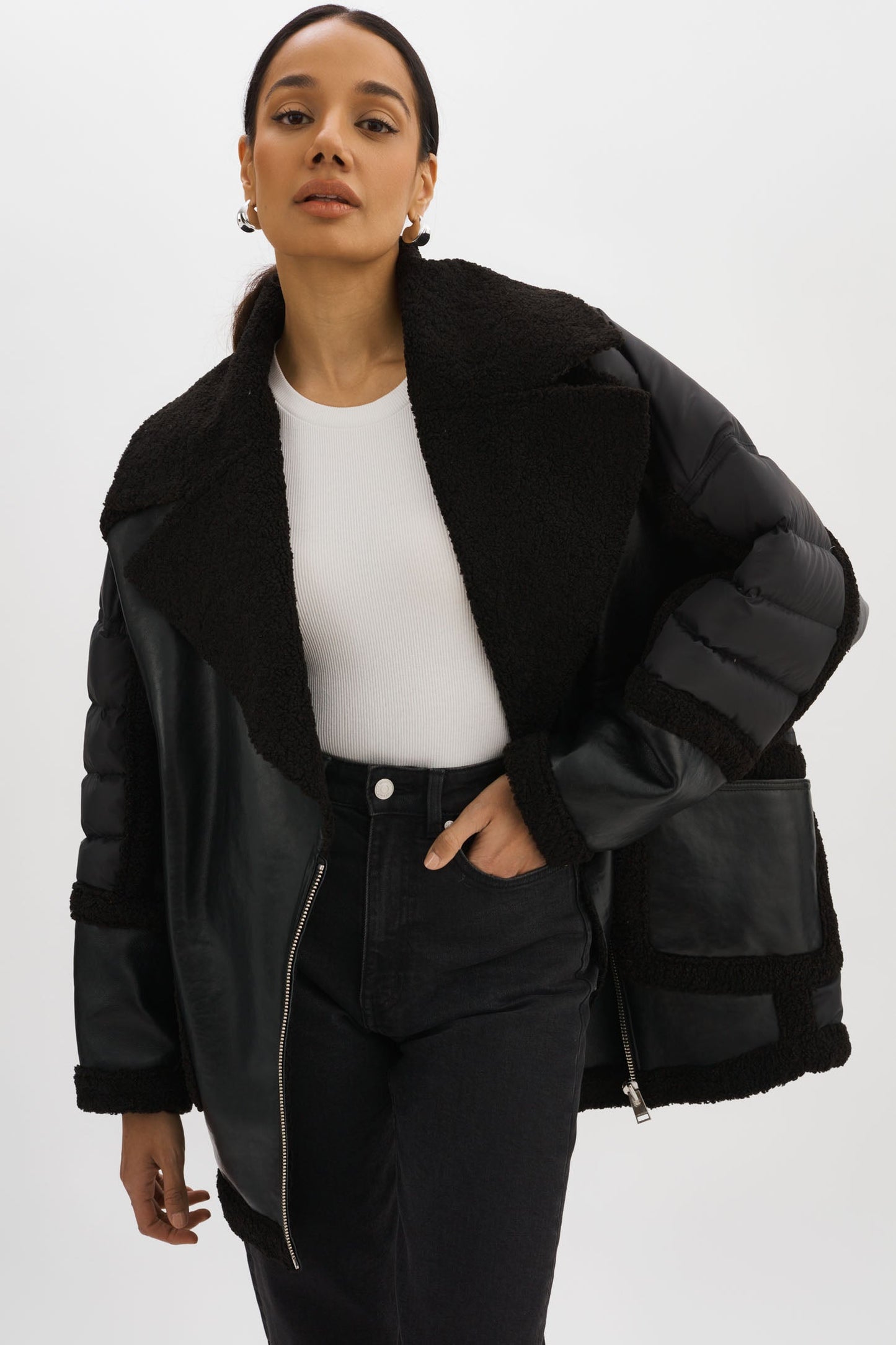 LISA | Oversized Mixed Media Cocoon Jacket