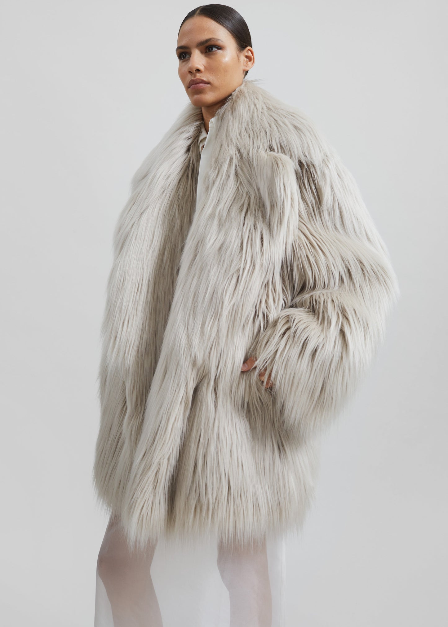 Liza Short Faux Fur Coat - Grey