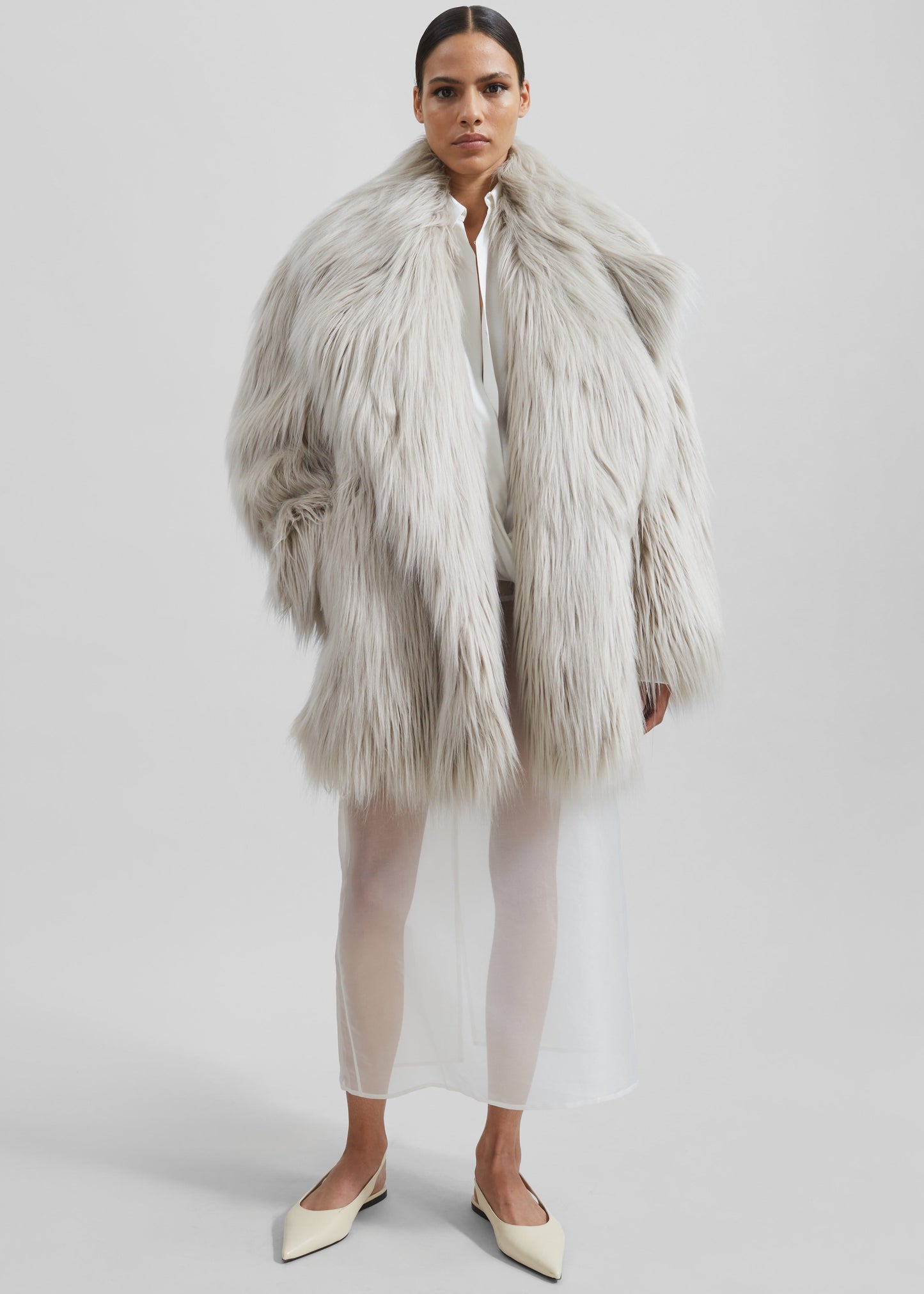 Liza Short Faux Fur Coat - Grey