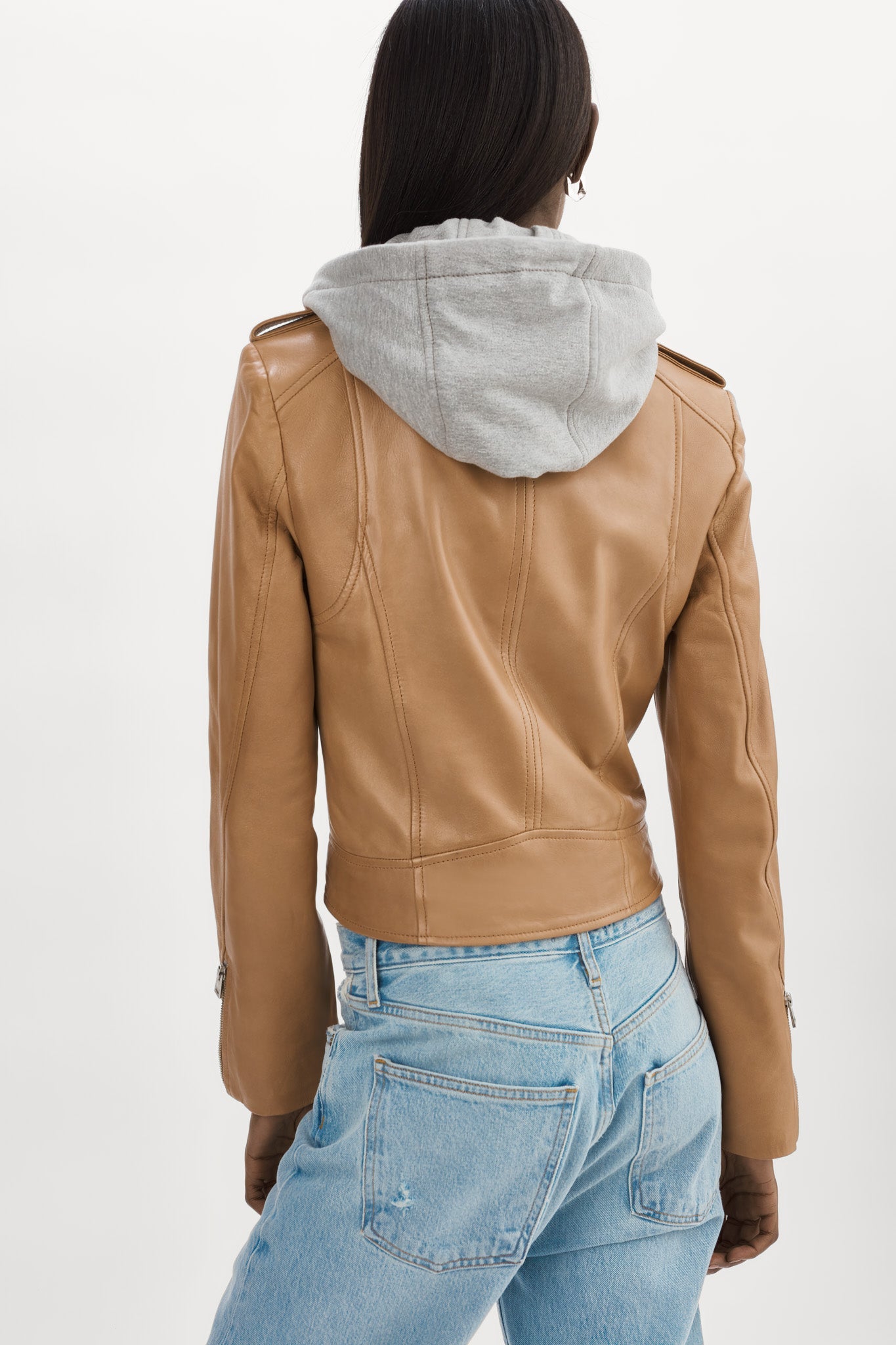 HOLY | Leather Biker Jacket with Removable Hood