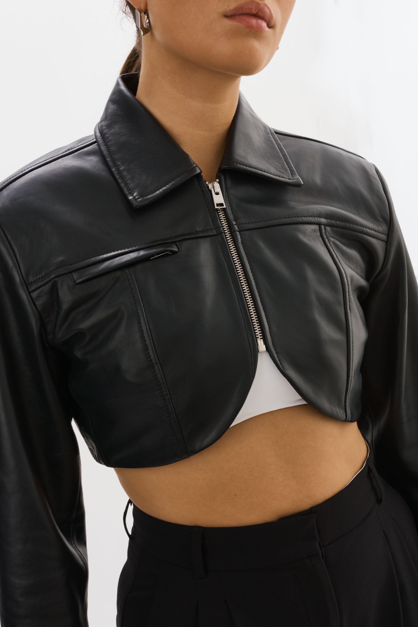 BRIELLE | Cropped Leather Jacket