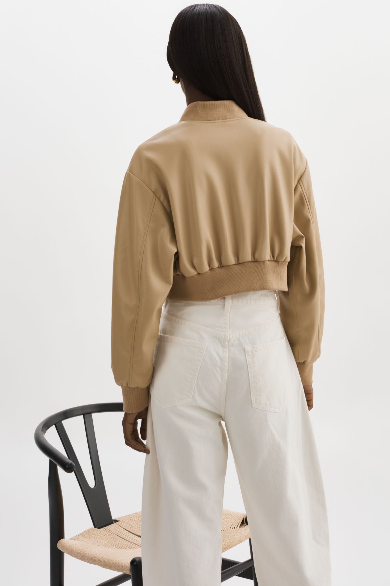 EVELIN | Faux Leather Cropped Bomber