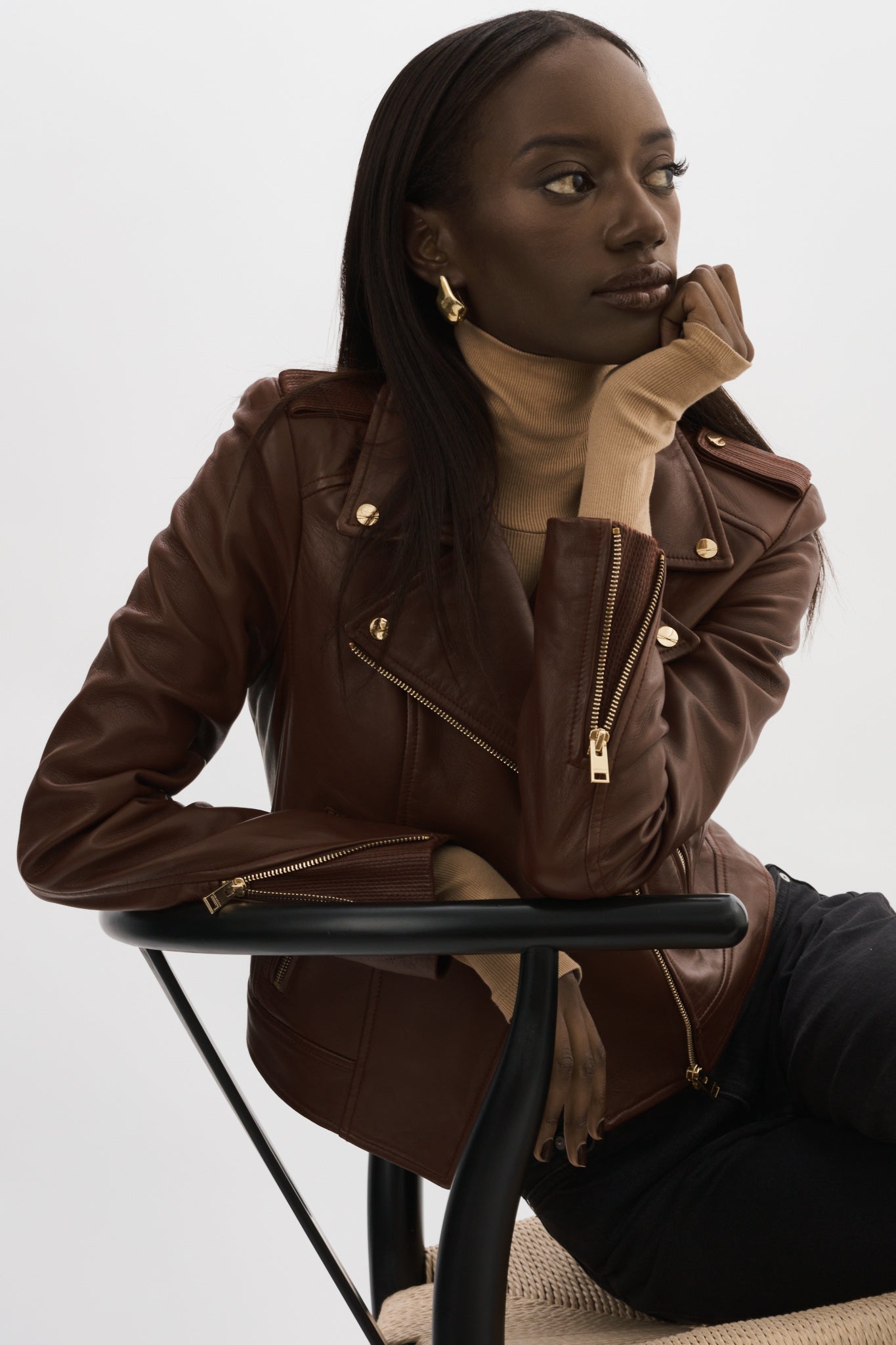 DONNA GOLD | Iconic Leather Biker Jacket