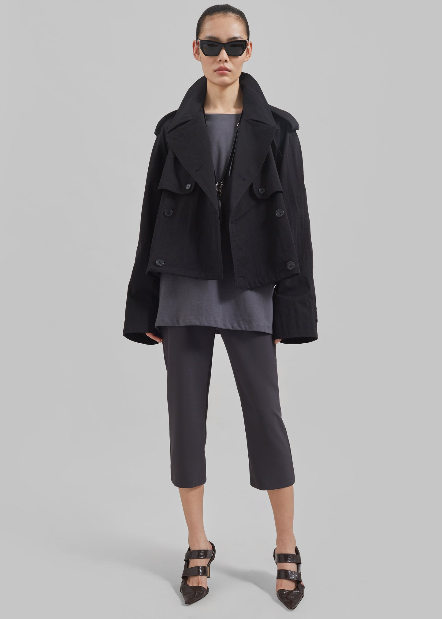 Mads Cropped Trench - Black