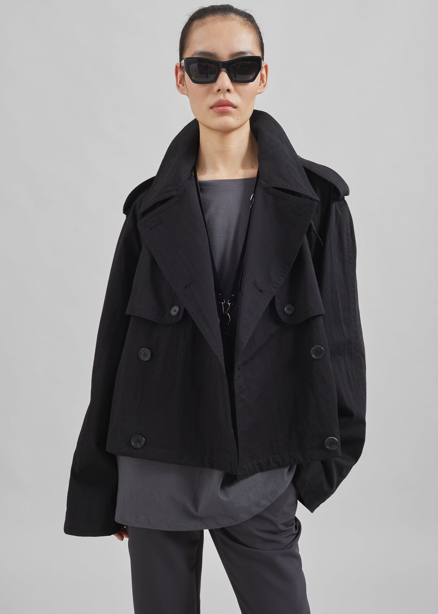 Mads Cropped Trench - Black