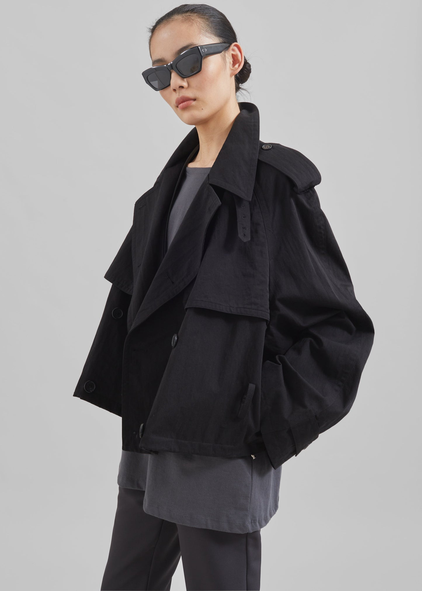 Mads Cropped Trench - Black