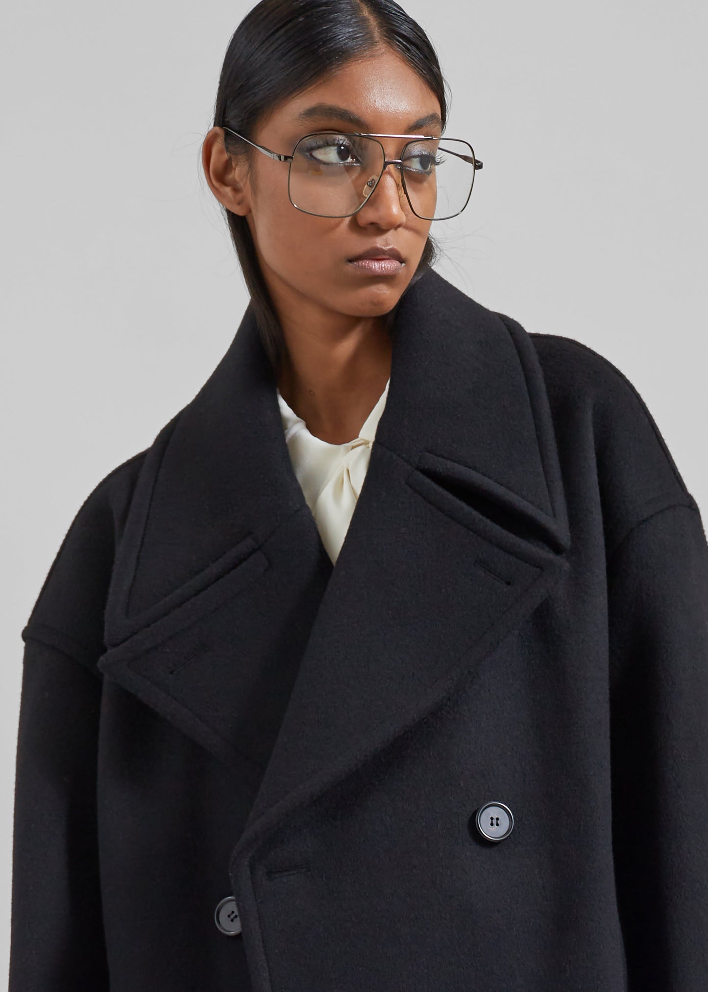 Marian Oversized Peacoat - Black