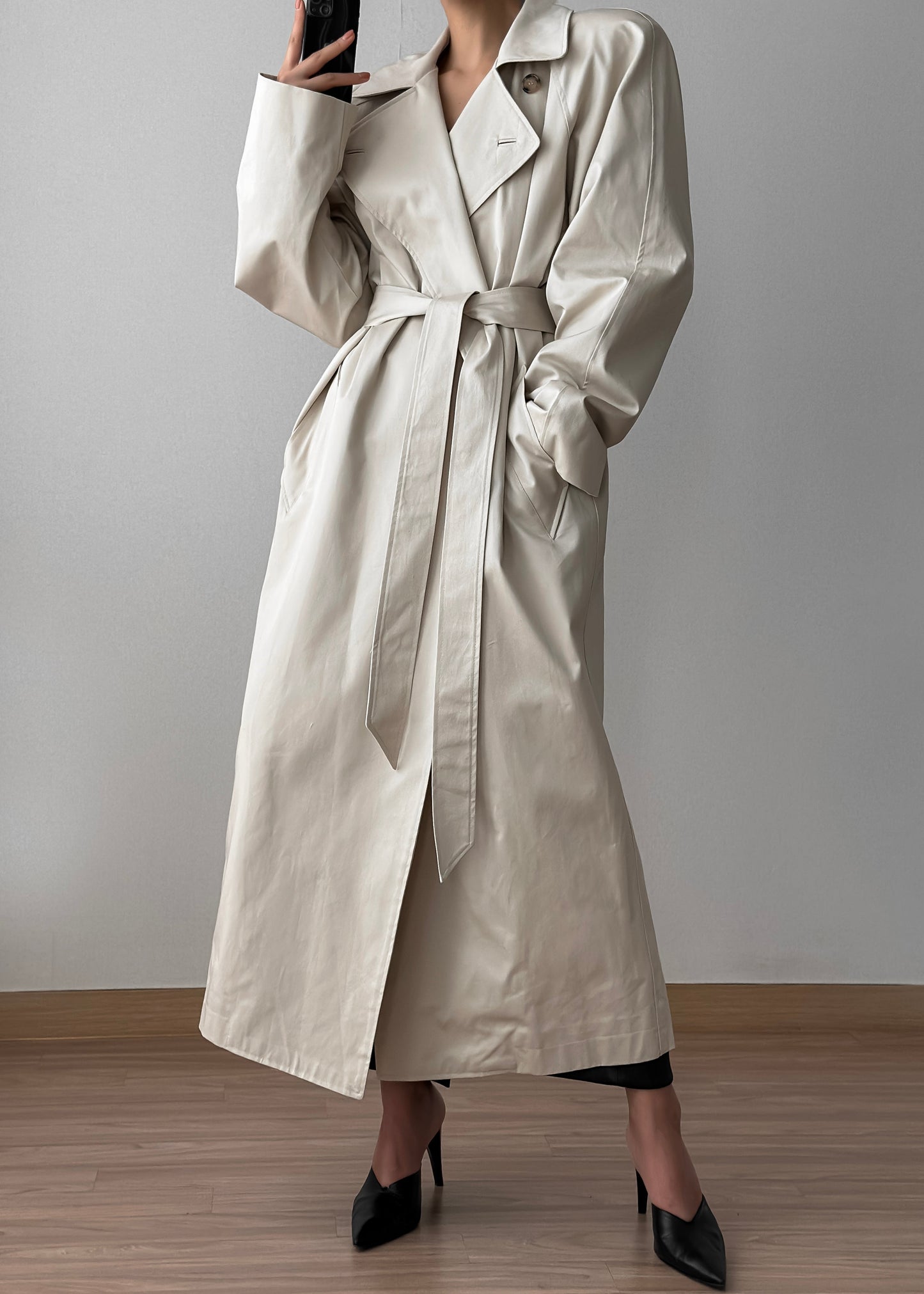 Marisol Box Shoulder Trench - Bone