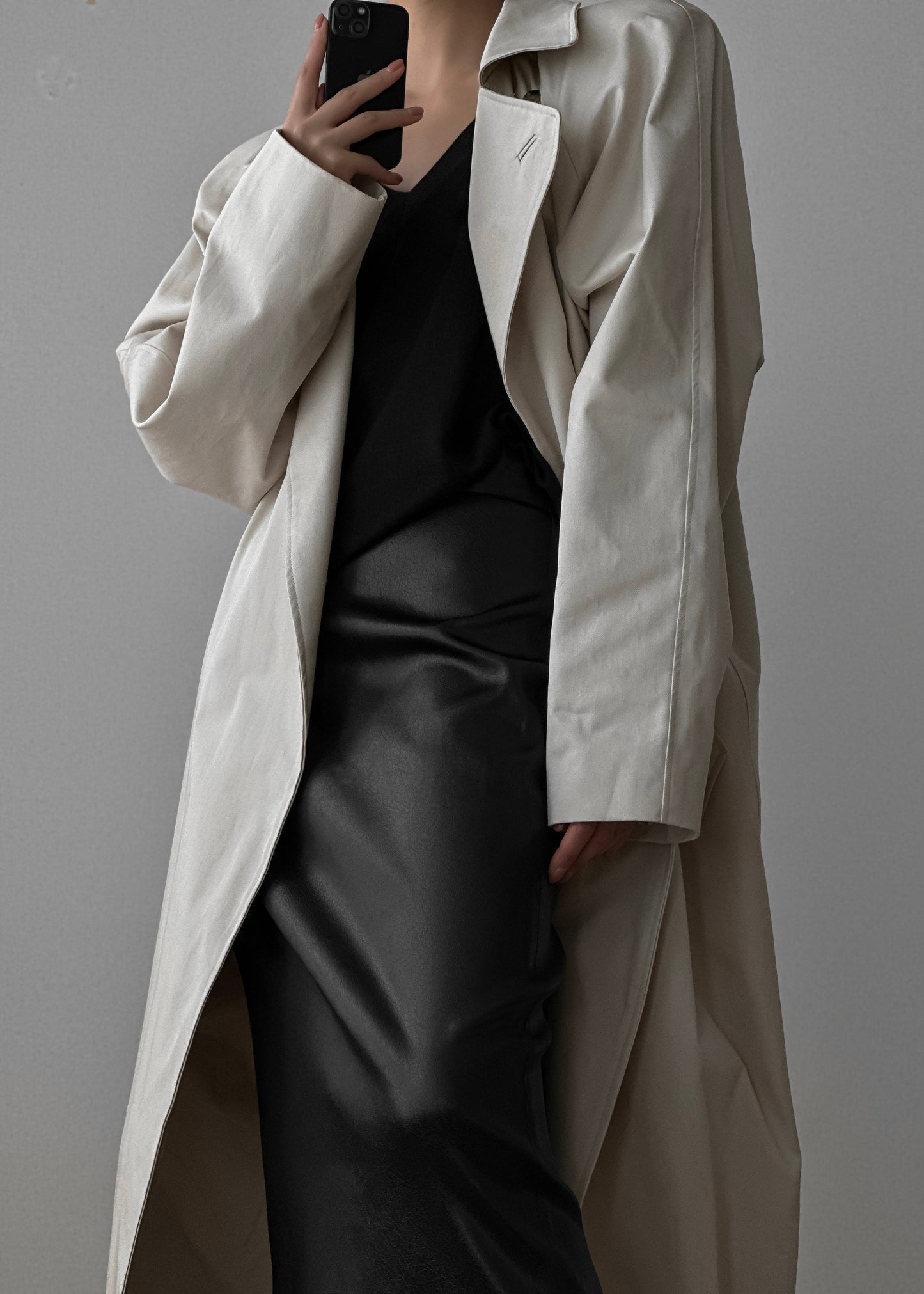 Marisol Box Shoulder Trench - Bone