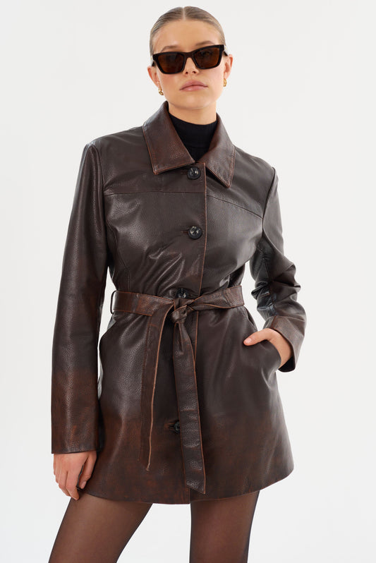 MARLOWE | Leather Trench Coat