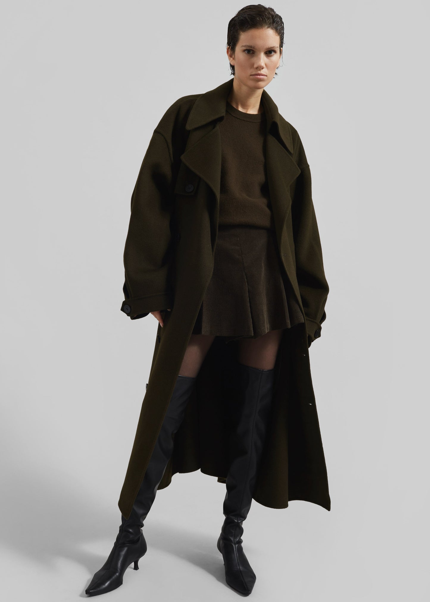 Mavis Long Coat - Khaki