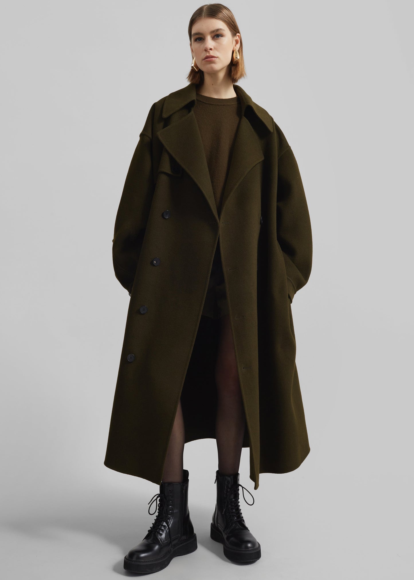 Mavis Long Coat - Khaki