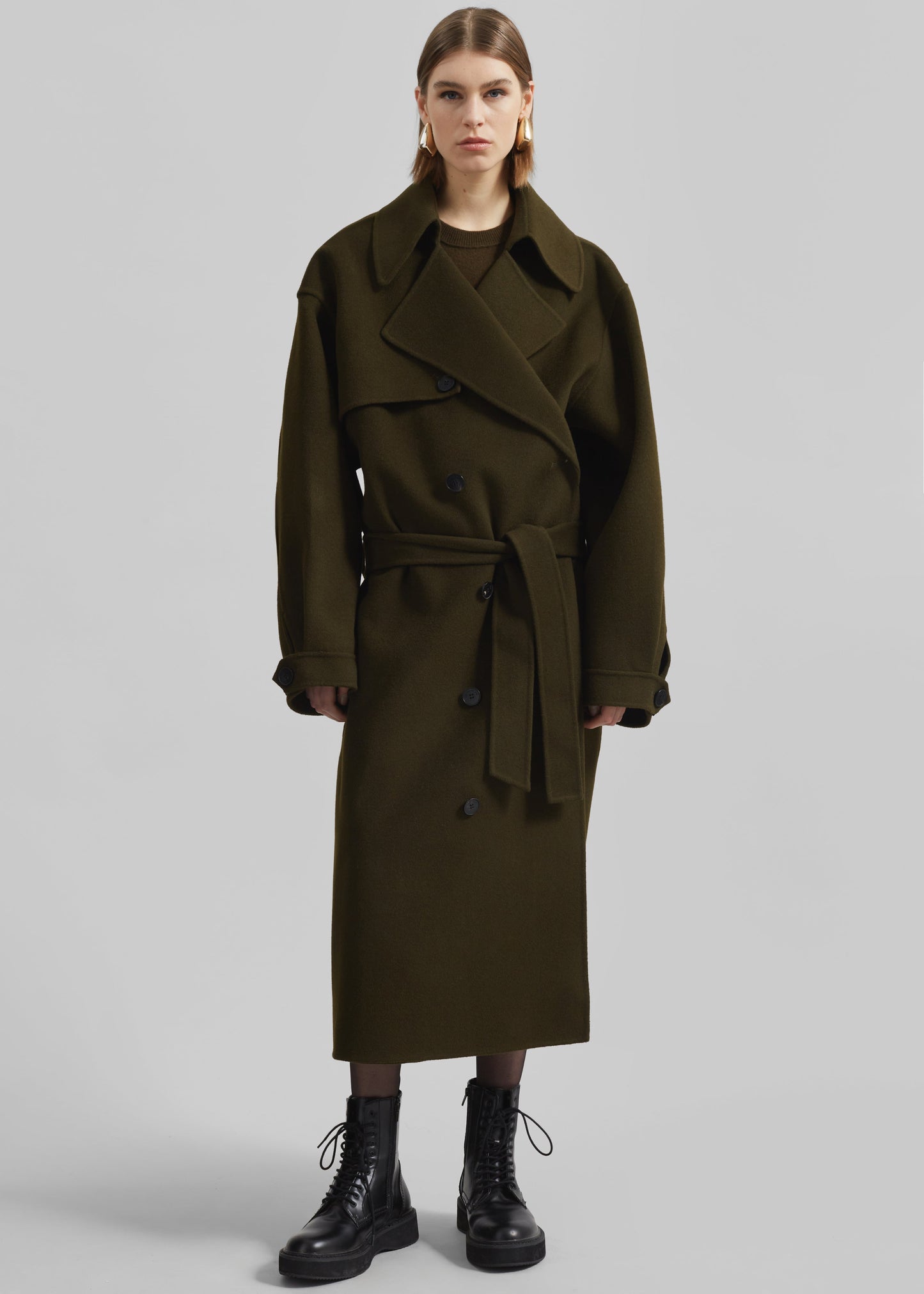 Mavis Long Coat - Khaki