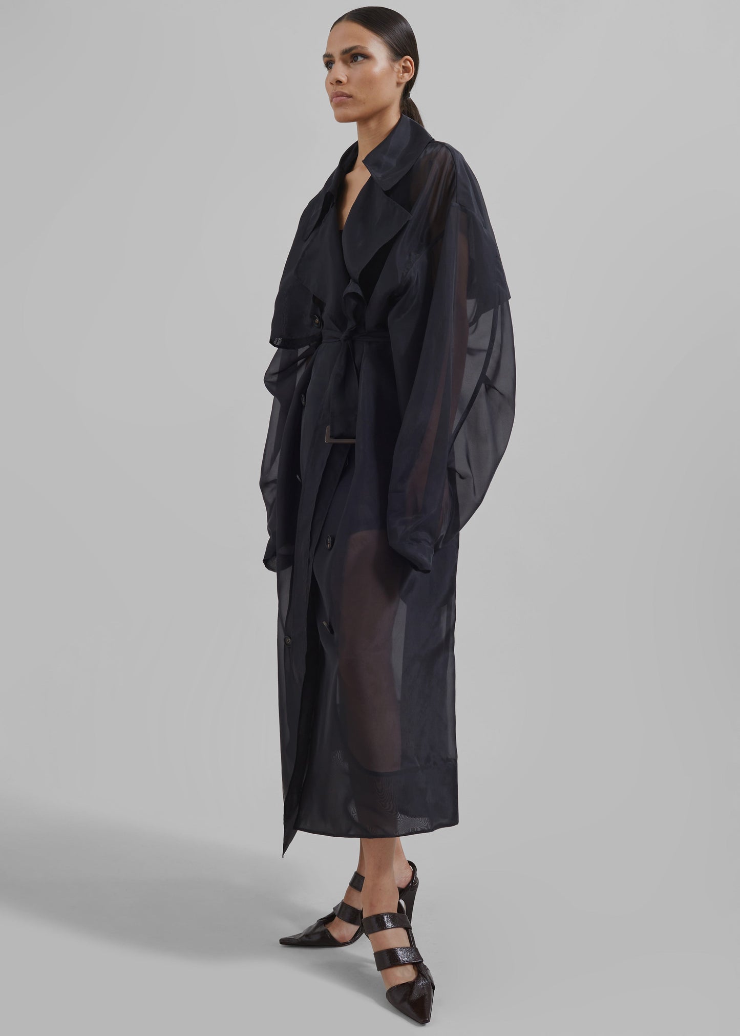 Mavis Oversized Sheer Trench - Black