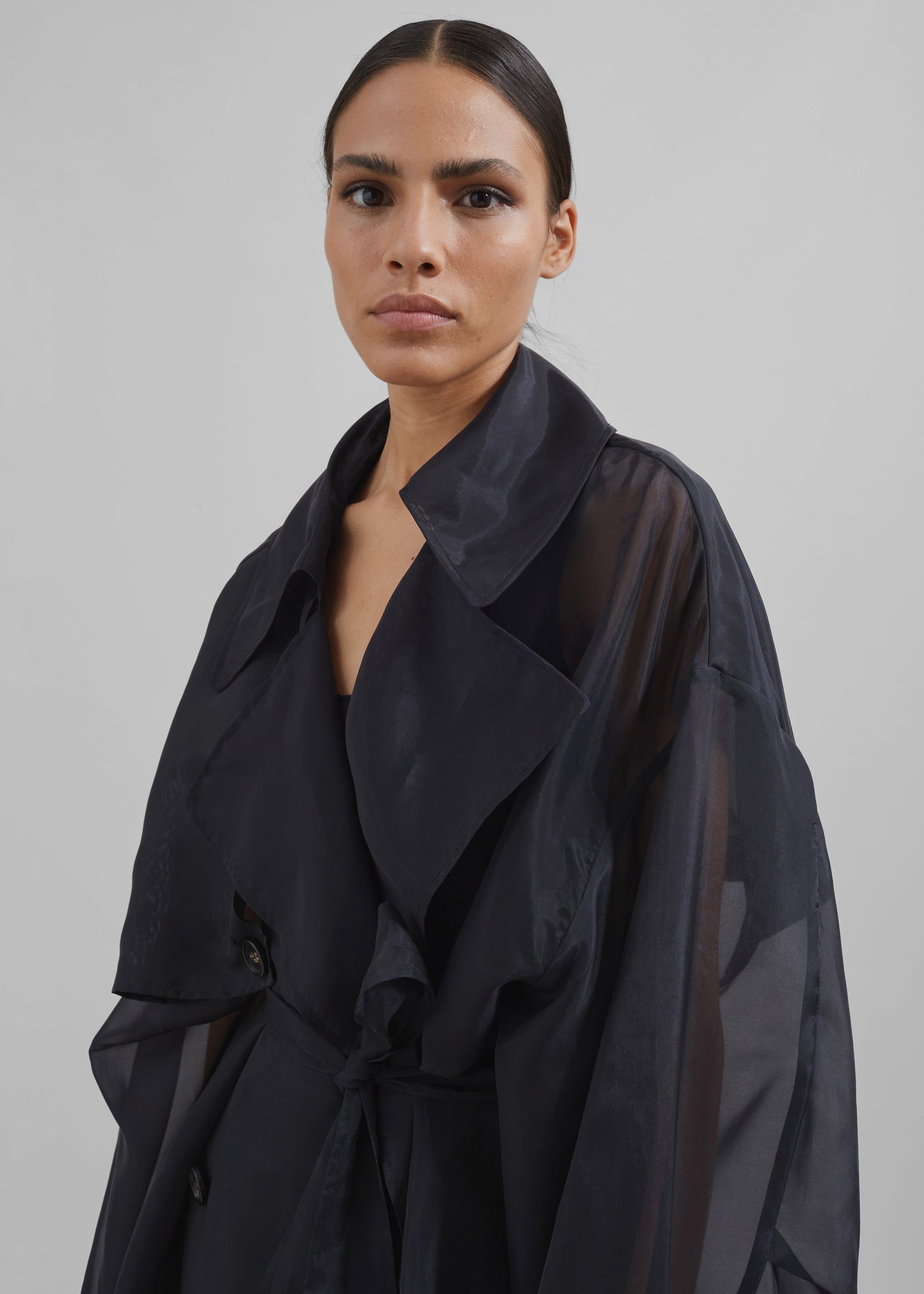 Mavis Oversized Sheer Trench - Black