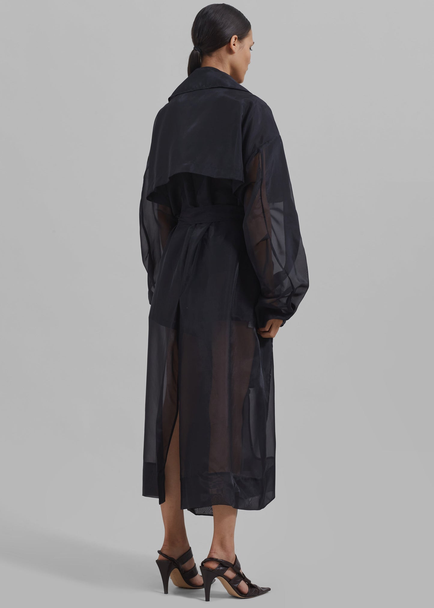 Mavis Oversized Sheer Trench - Black