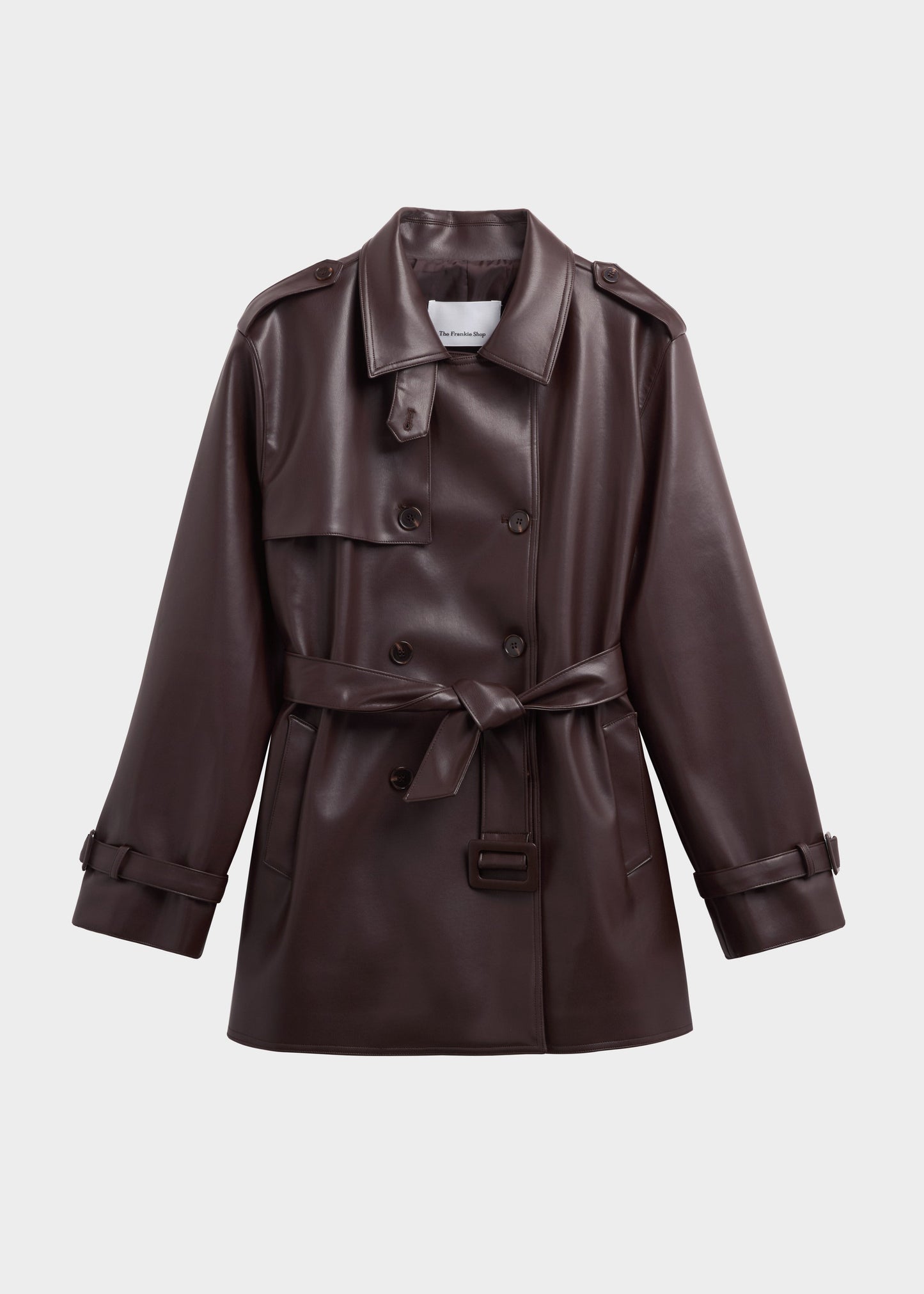 Medora Faux Leather Trench - Brown