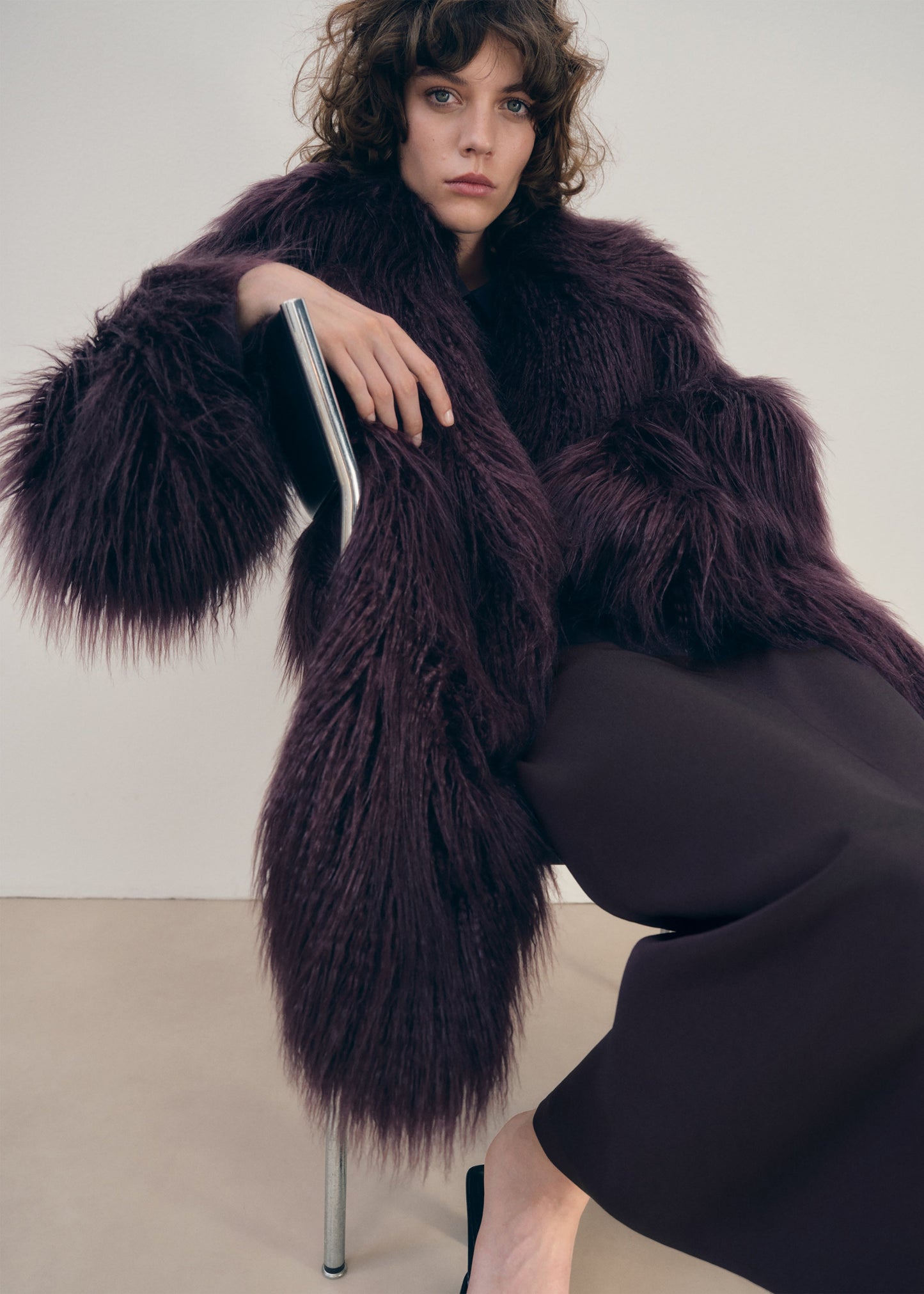 Miley Faux Fur Jacket - Dark Plum