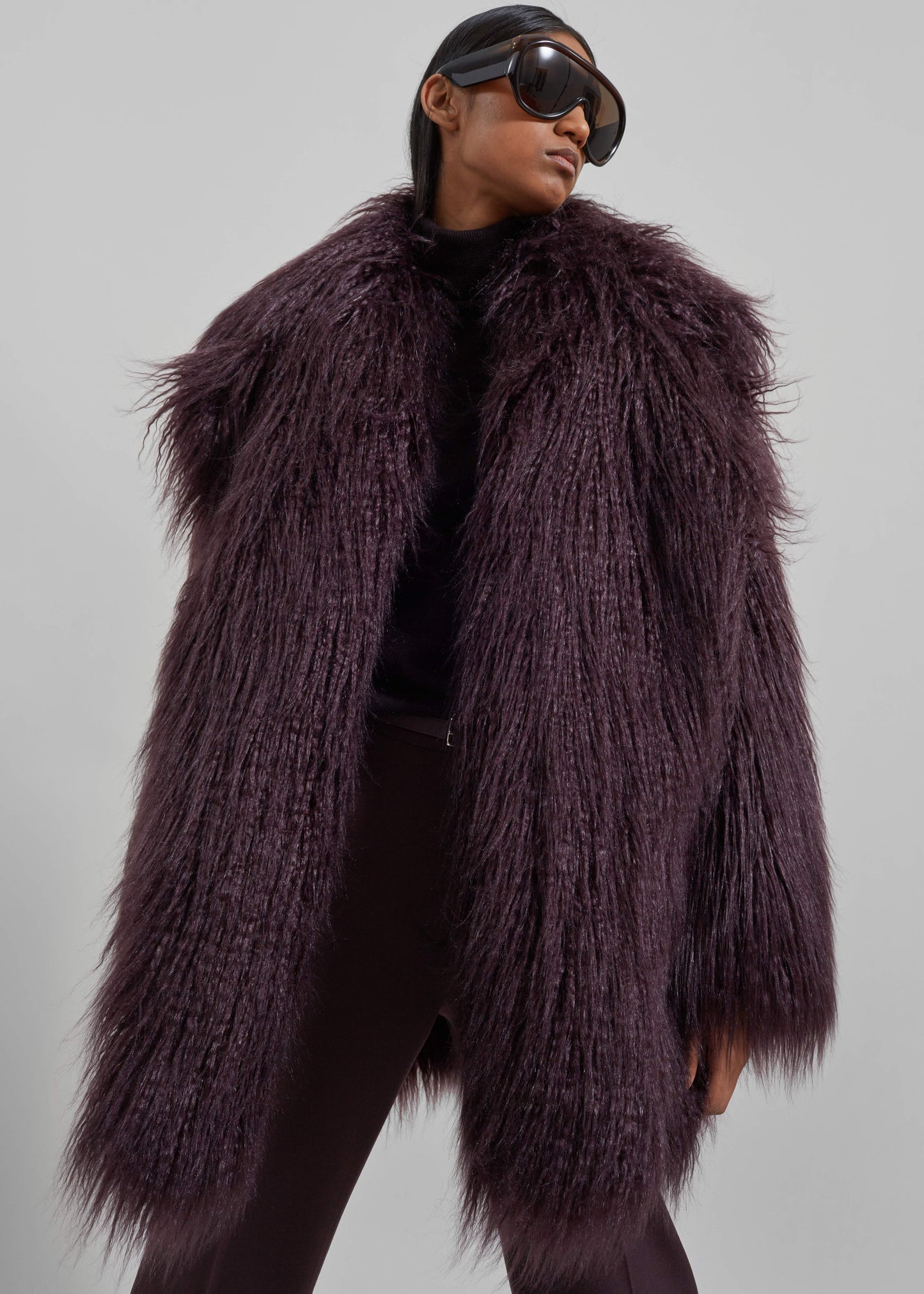 Miley Faux Fur Jacket - Dark Plum