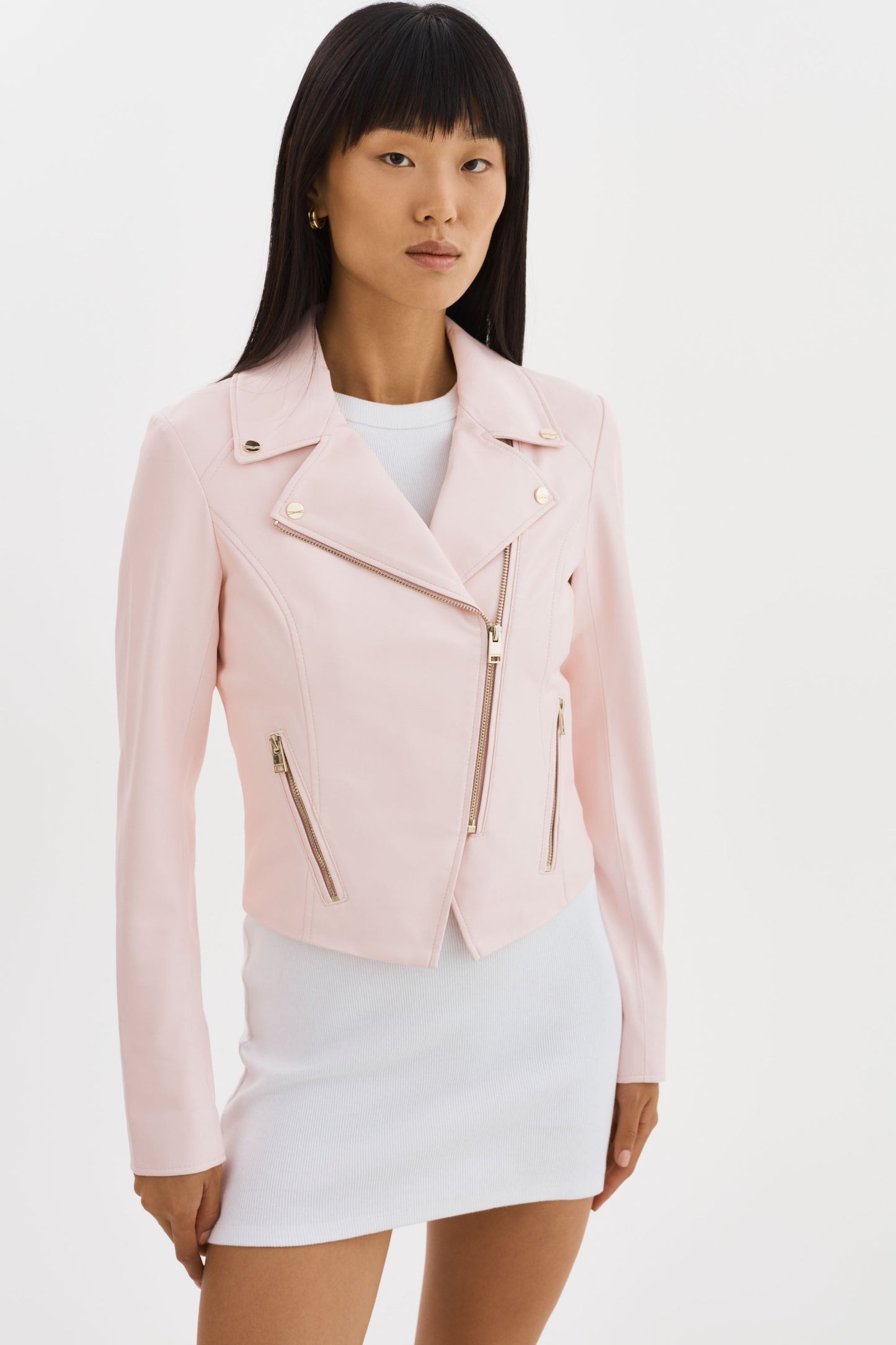 MONICA | Faux Leather Jacket Champagne Hardware