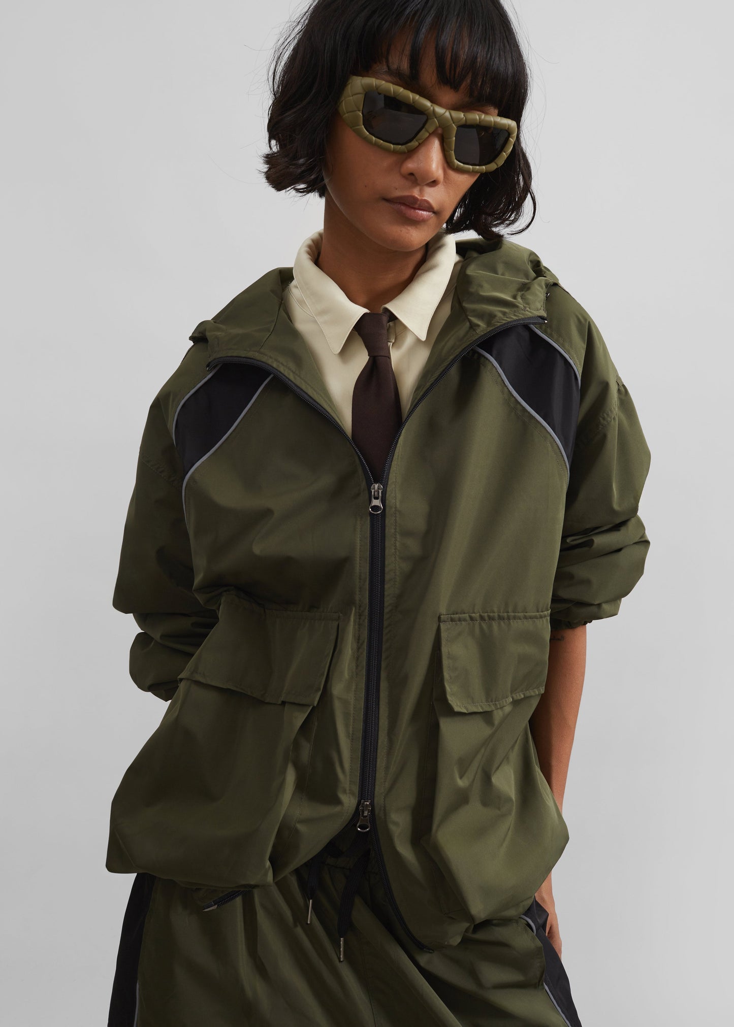 Navan Windbreaker Cargo Jacket - Khaki