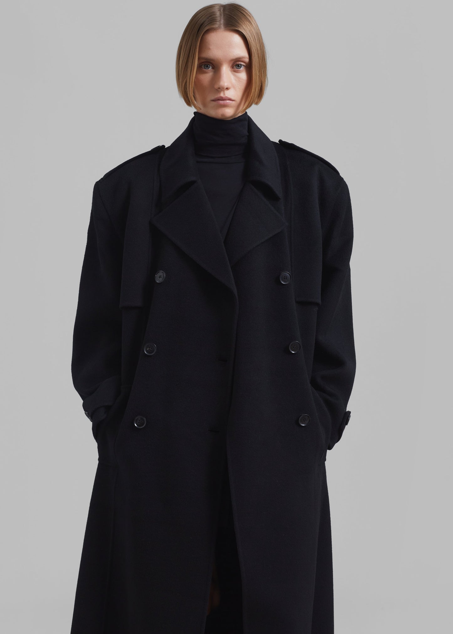 Nikola Padded Trench Coat - Black