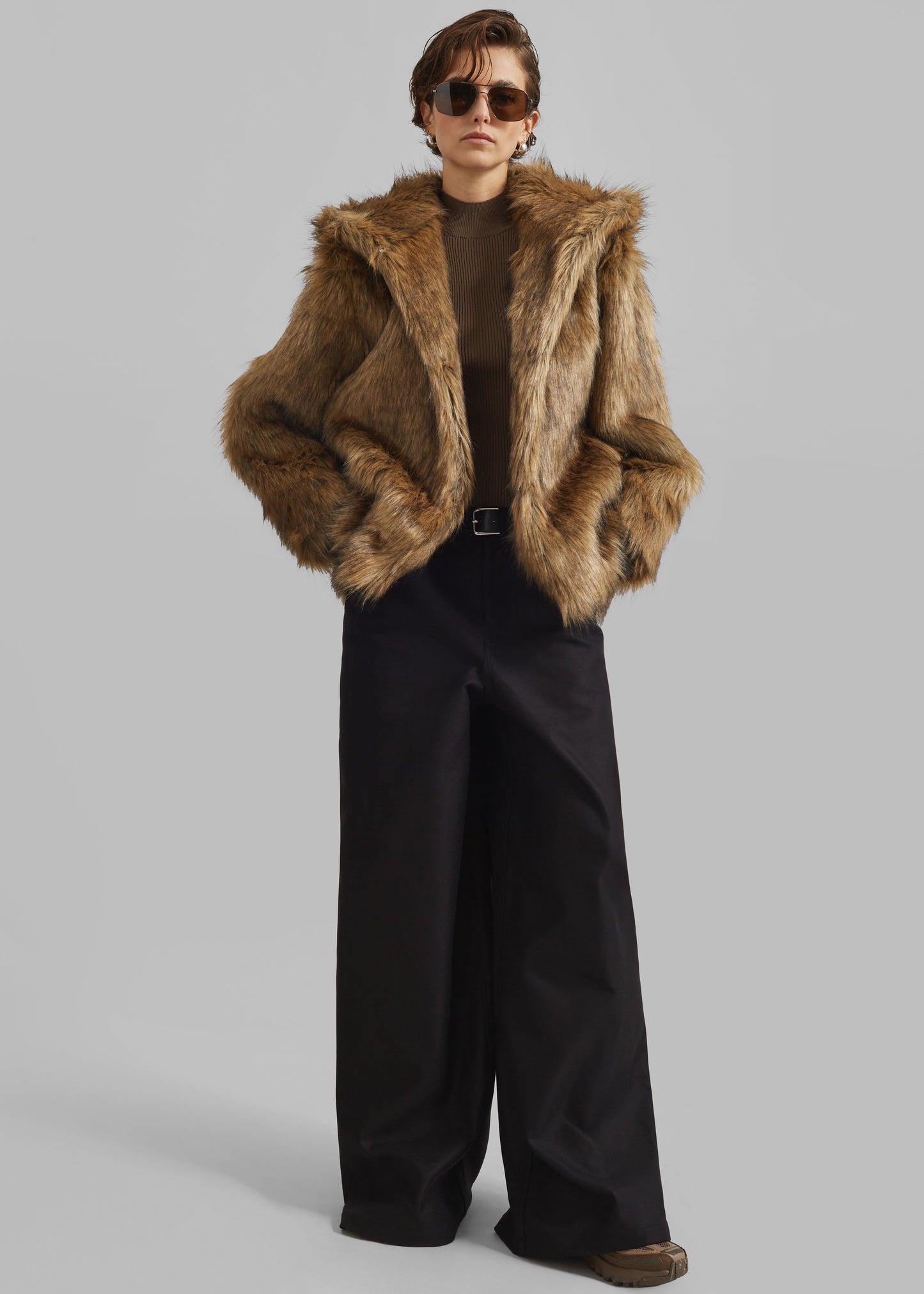 Nivala Faux Fur Hooded Jacket - Camel