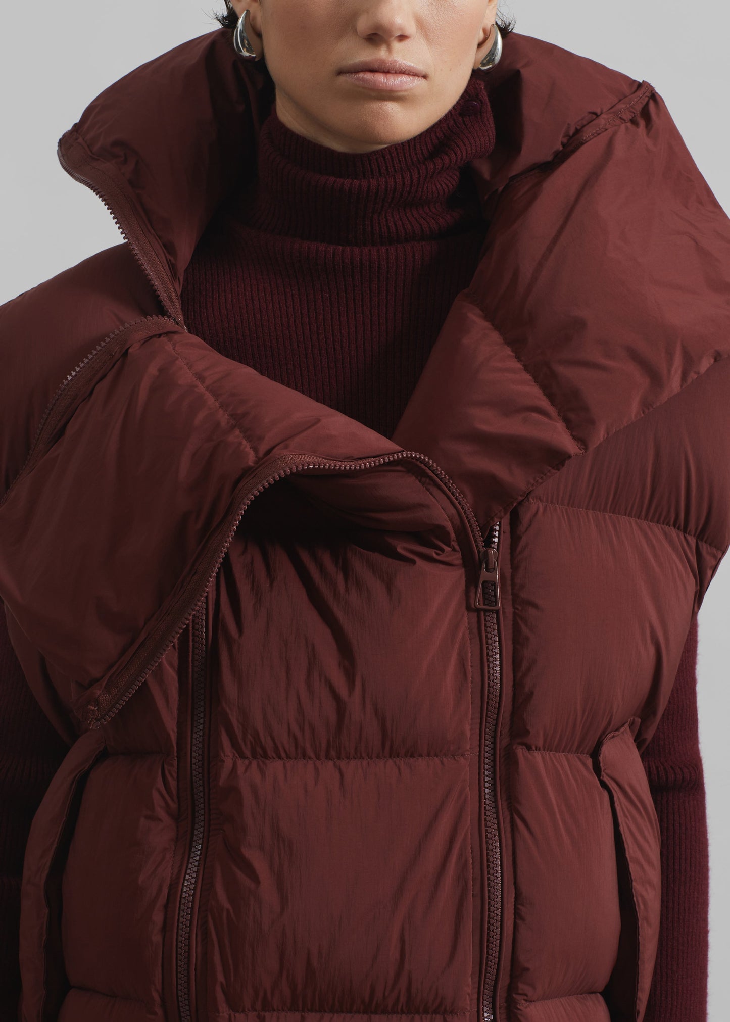 Otley Sleeveless Puffer Vest - Burgundy