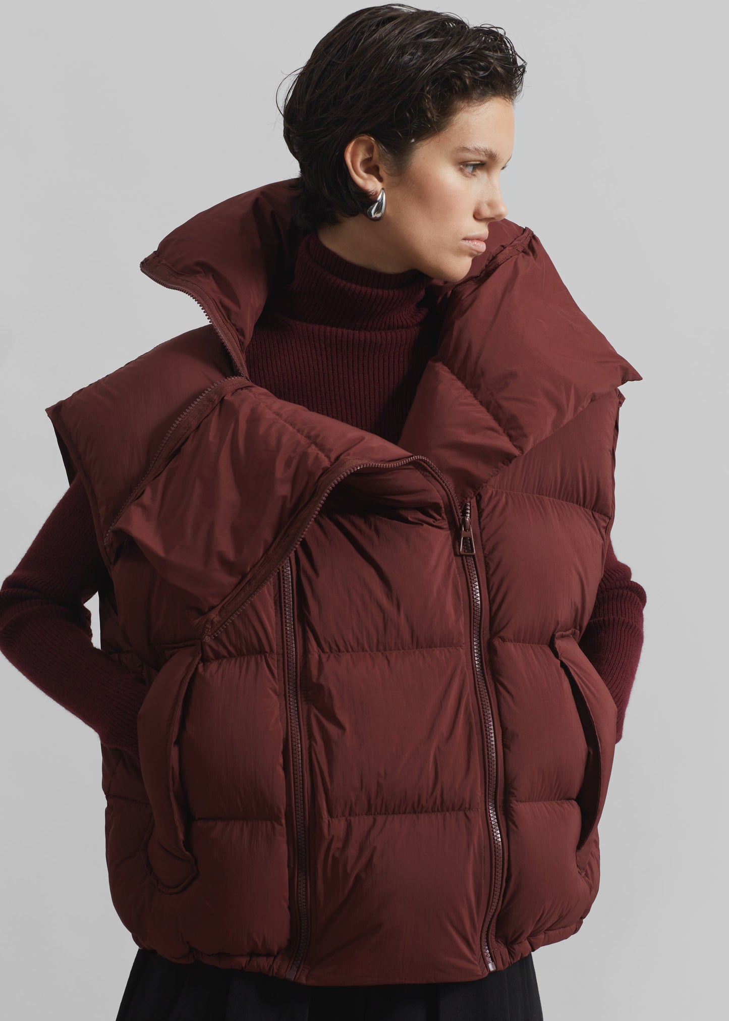 Otley Sleeveless Puffer Vest - Burgundy