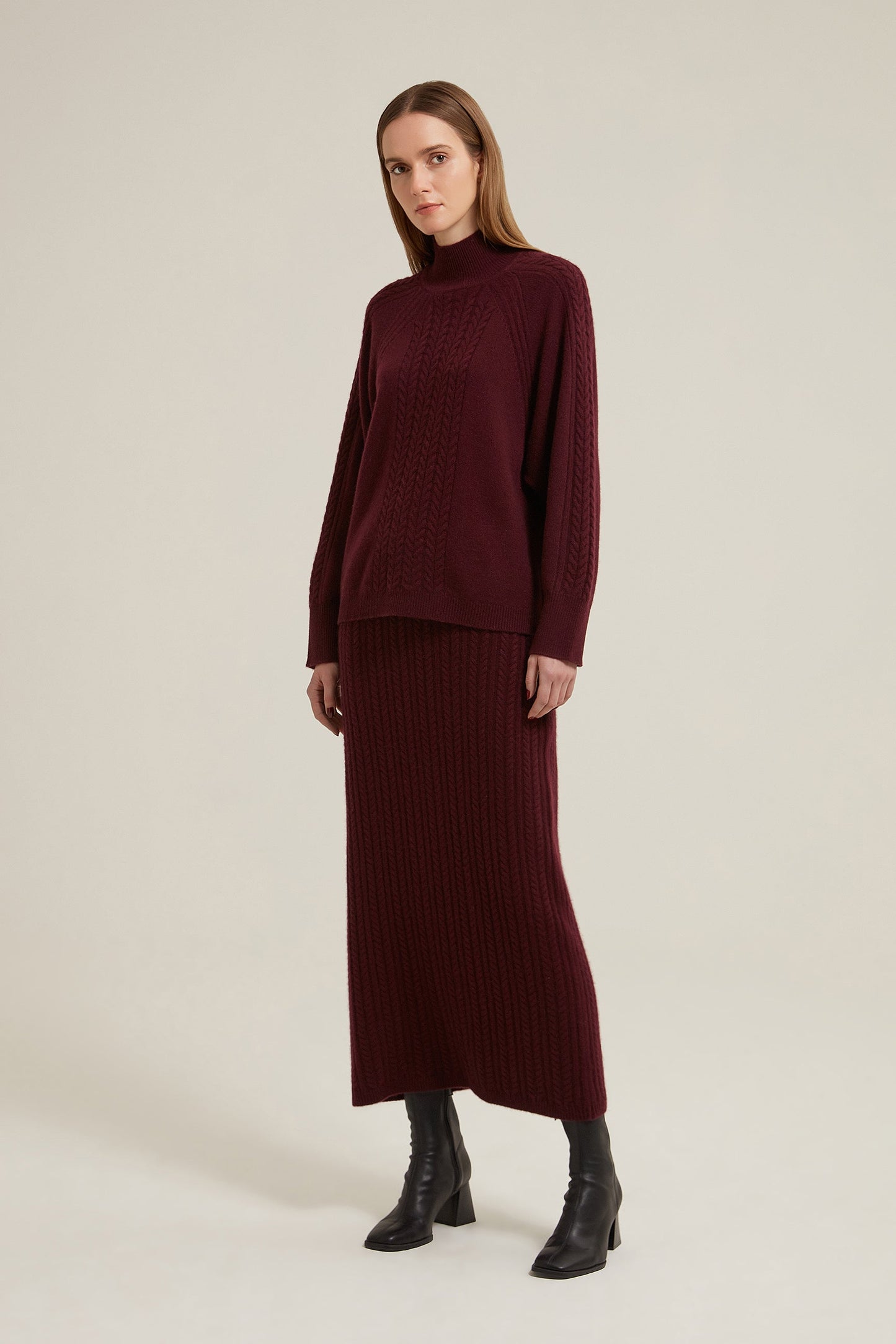 Shea Cable Stitch Cashmere Skirt